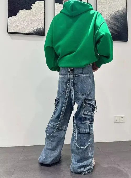 Japanese Brand Vintage washed multi-pocket rare wide leg jeans Size US 34 / EU 50 - 3 Thumbnail