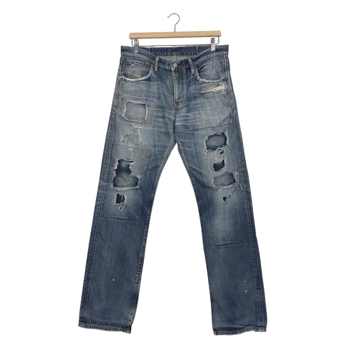 Japanese Brand 📌Rebel Vintage Denim Jeans Distressed Style Edwin Japan Size US 32 / EU 48 - 2 Thumbnail