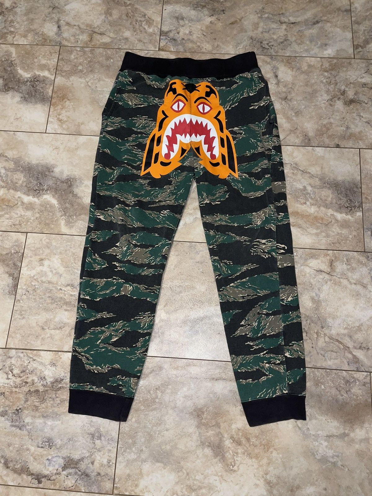 image of Bape A Bathing Ape Tiger Sweat Pants Green Camouflage Large in Tiger Camo, Men's (Size 30)