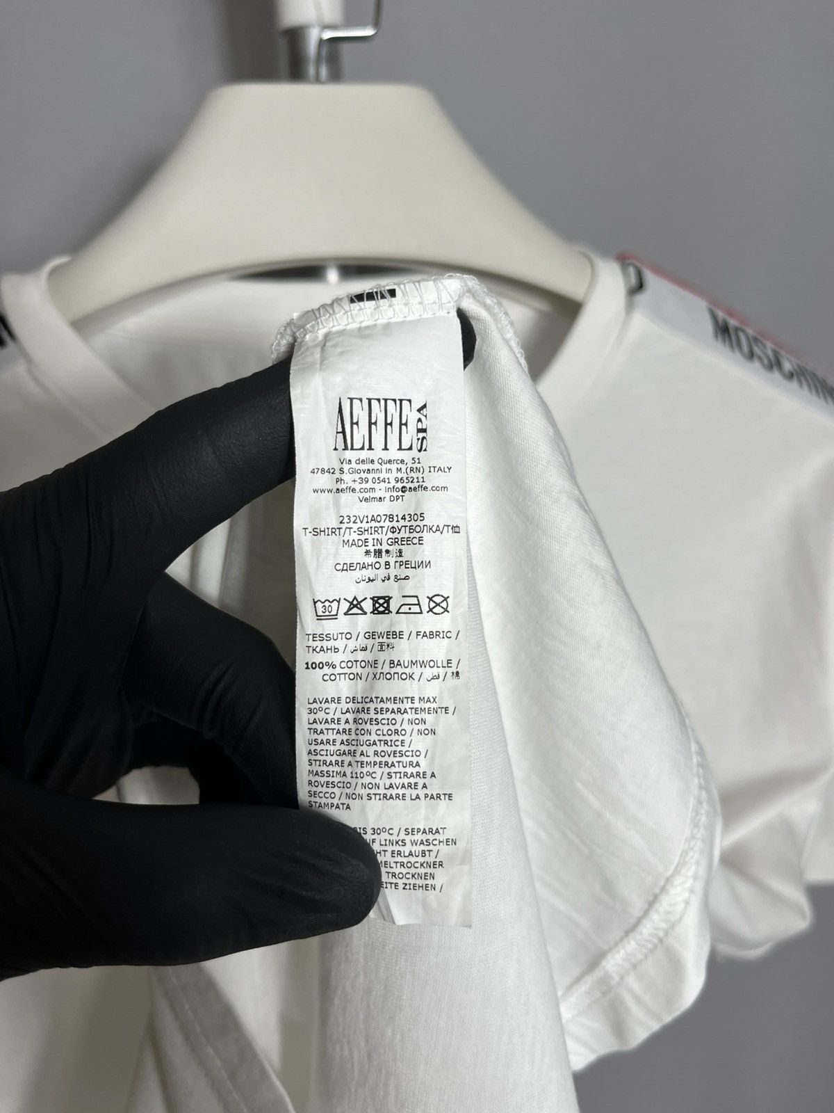 Moschino Moschino T-Shirt White Tape Logo cotton mens short sleeve Size US M / EU 48-50 / 2 - 8 Thumbnail