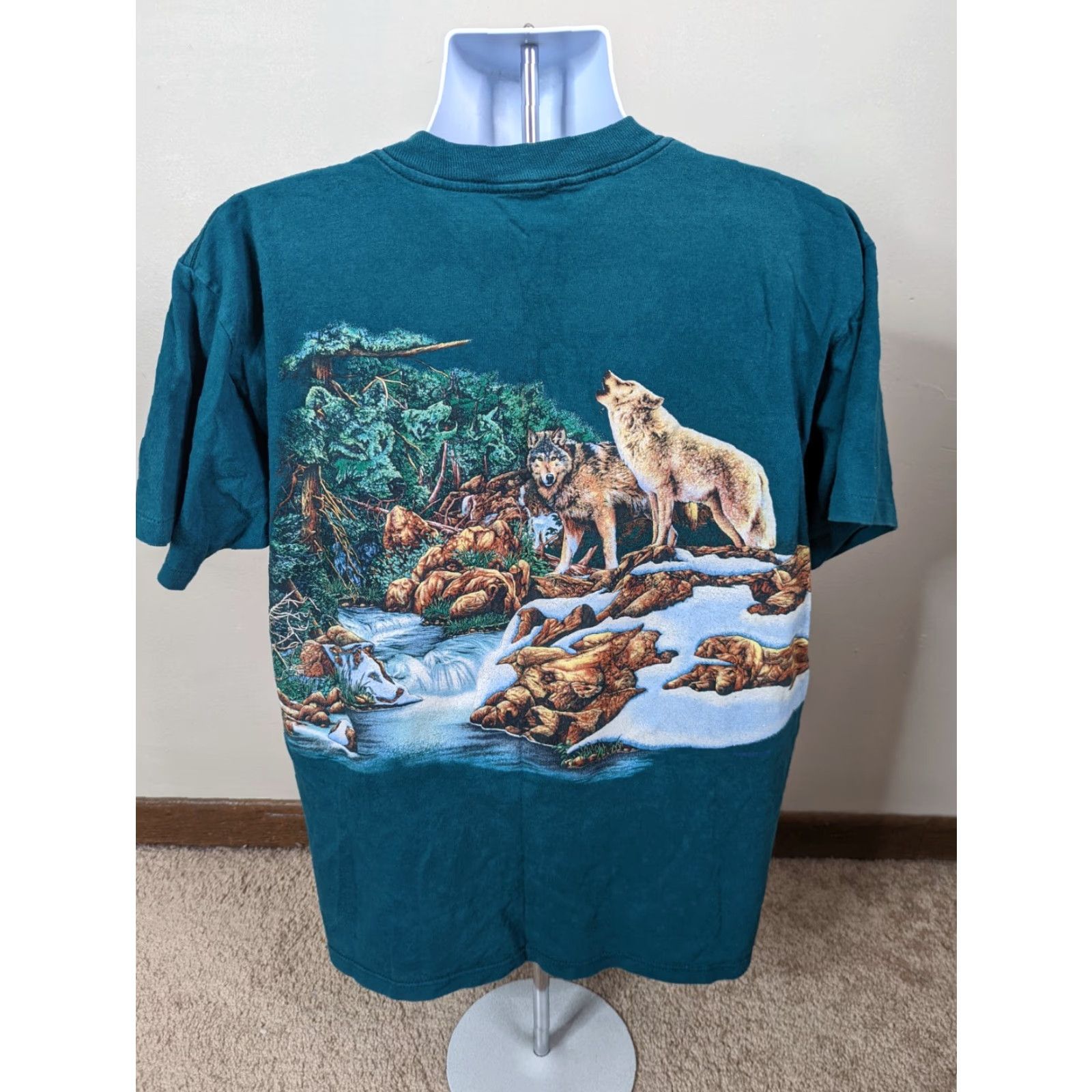 Doublet VINTAGE Wolves All Over Print Shirt Double-Sided XL Teal T6S Shirt Mens 90s Wolves Printable Crew Neck Short Sleeve Cotton Size US XL / EU 56 / 4 - 3 Thumbnail