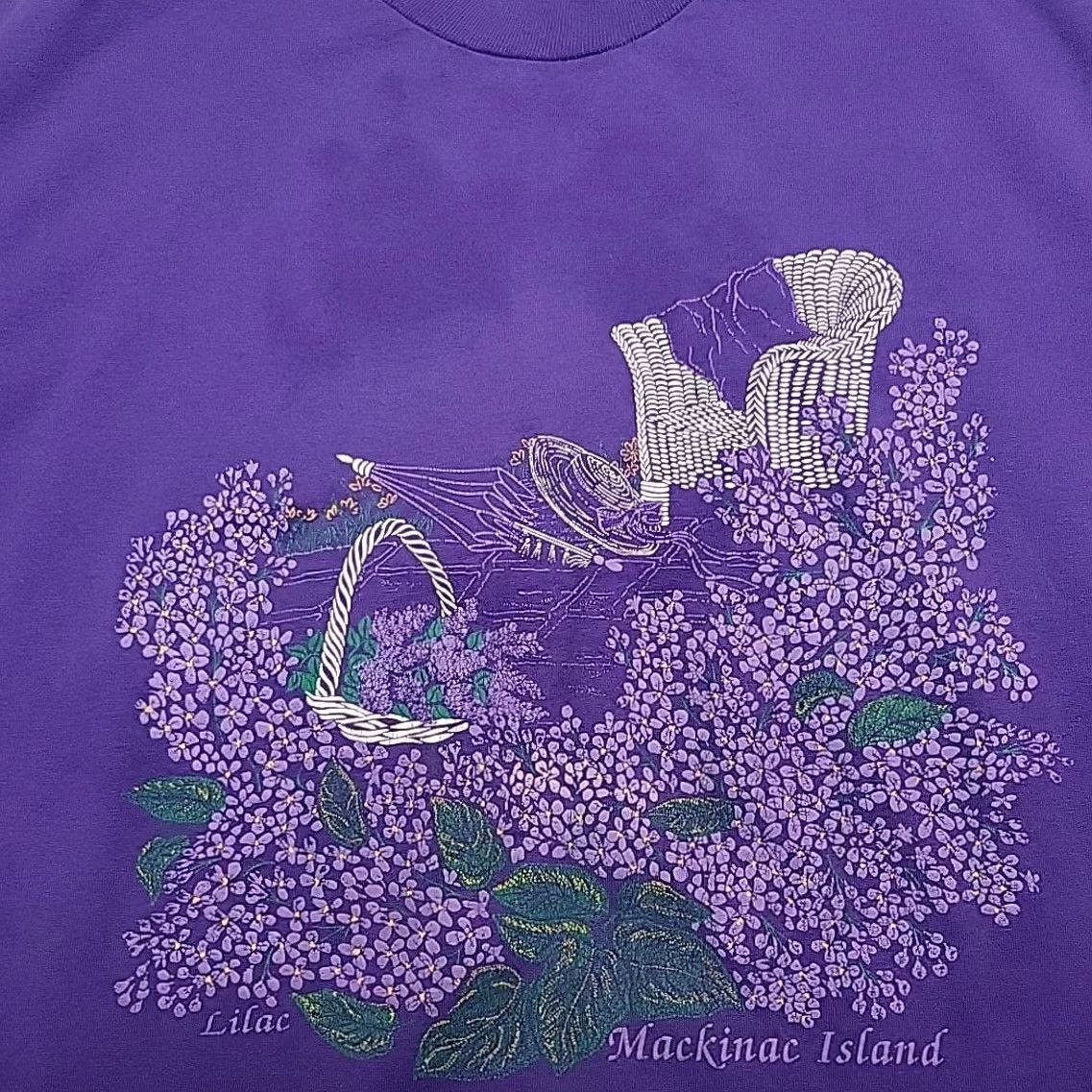 Hanes Mackinac Island Shirt L Lilac Coastal Nature Single Stitch Crewneck USA Vintage Men's T-Shirt Short Sleeve Navy? Size US L / EU 52-54 / 3 - 2 Thumbnail