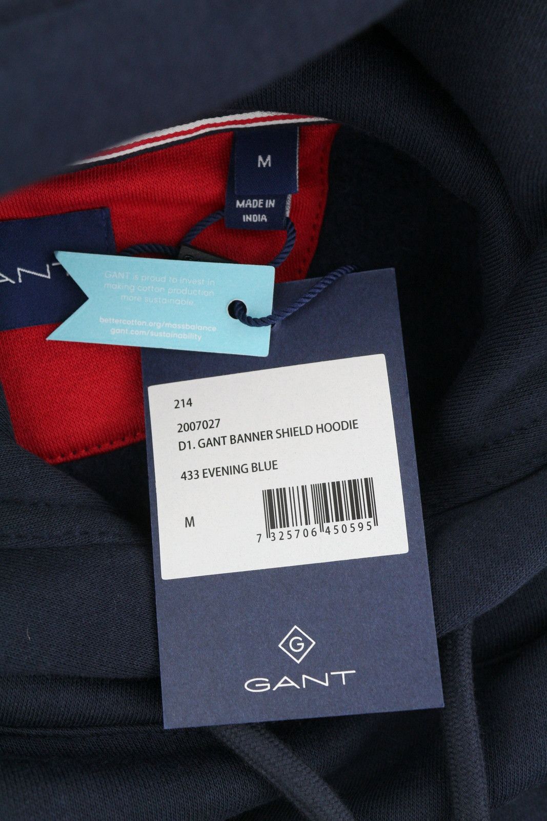 Gant BANNER SHIELD M Evening Blue Logo Hoodie 87237 Size US M / EU 48-50 / 2 - 6 Thumbnail
