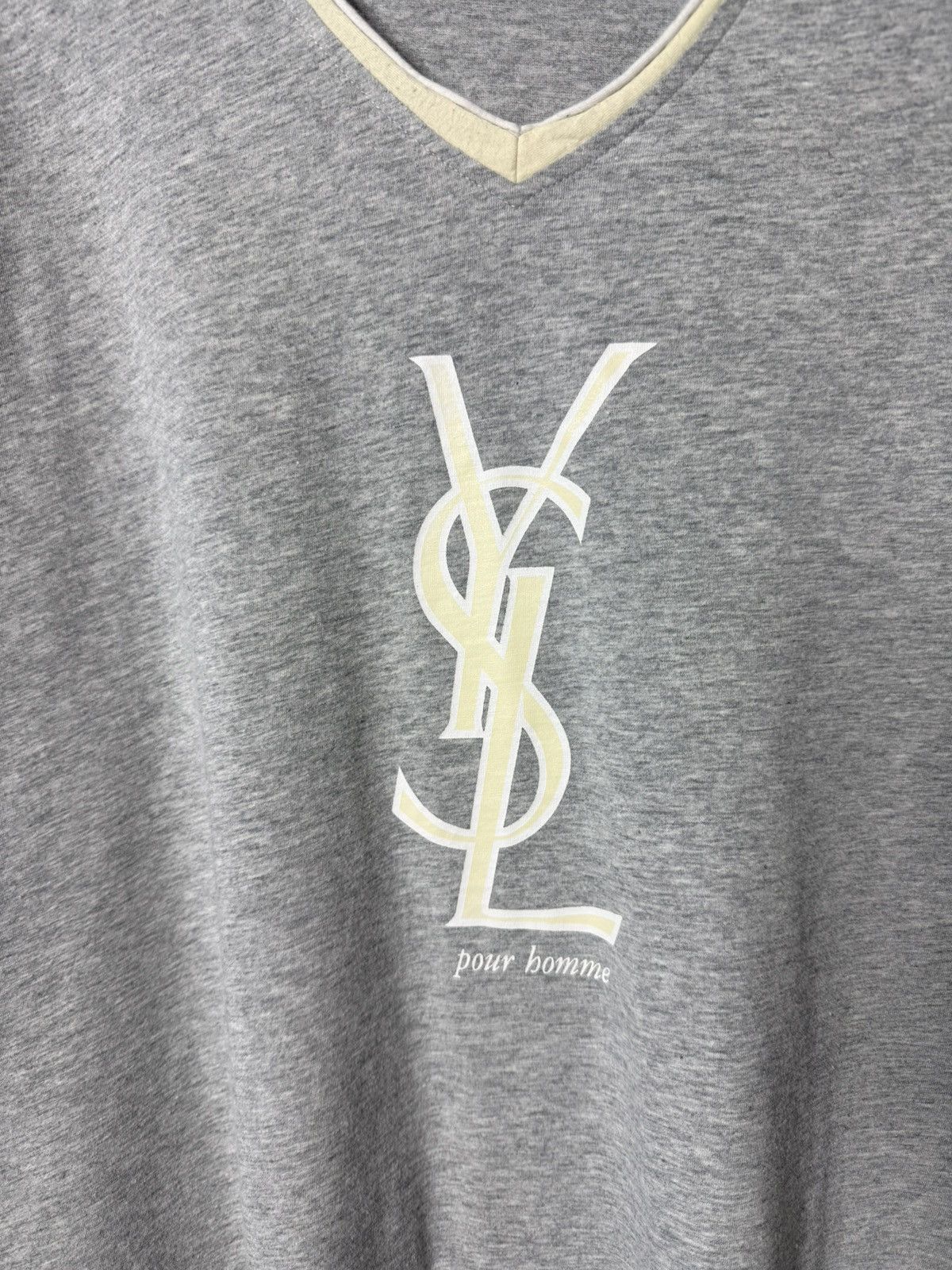 Yves Saint Laurent Vintage Yves Saint Laurent Pour Homme YSL Logo Tee V-Neck Size US XL / EU 56 / 4 - 6 Thumbnail