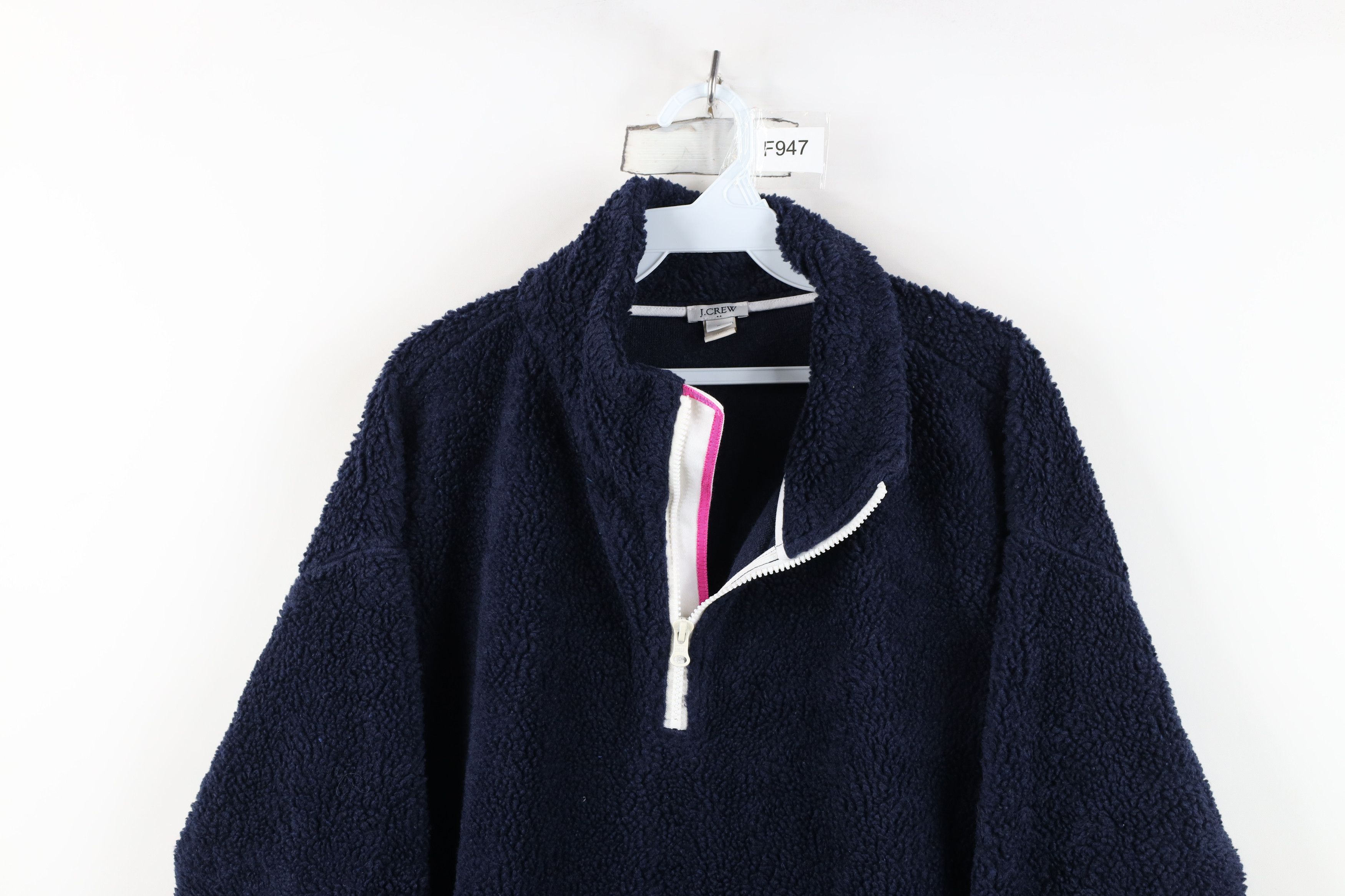 J.Crew J Crew Deep Pile Fleece Half Zip Pullover Sweater Navy Blue Size M / US 6-8 / IT 42-44 - 2 Thumbnail