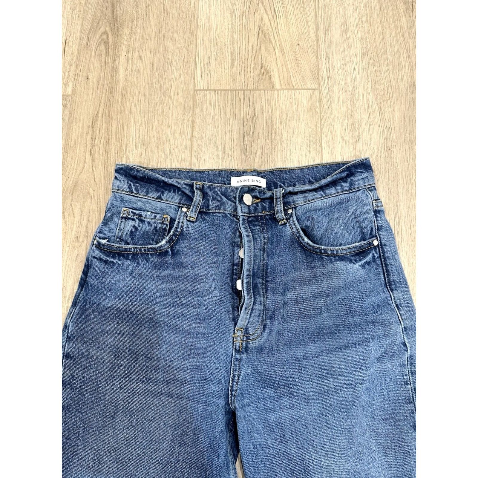 Anine Bing ANINE BING Sonya High-Rise Skinny Jeans with Raw Frayed Hem 27 Jeans Women 27 Blue Straight Mens Womens Girls Size 27" / US 4 / IT 40 - 4 Thumbnail