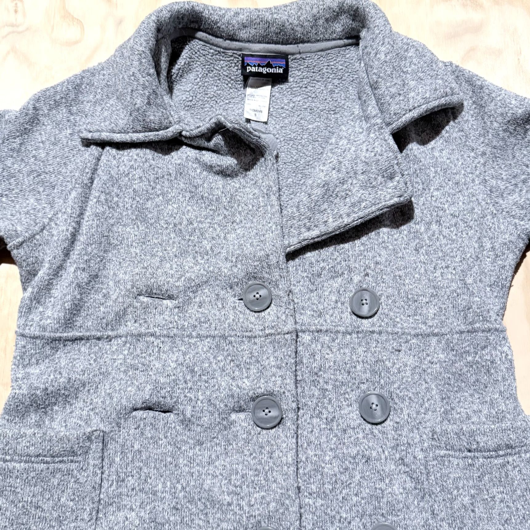 Patagonia Peacoat Jacket Women's Size Small Gray Fleece Double Breasted Better Sweater - Mens?