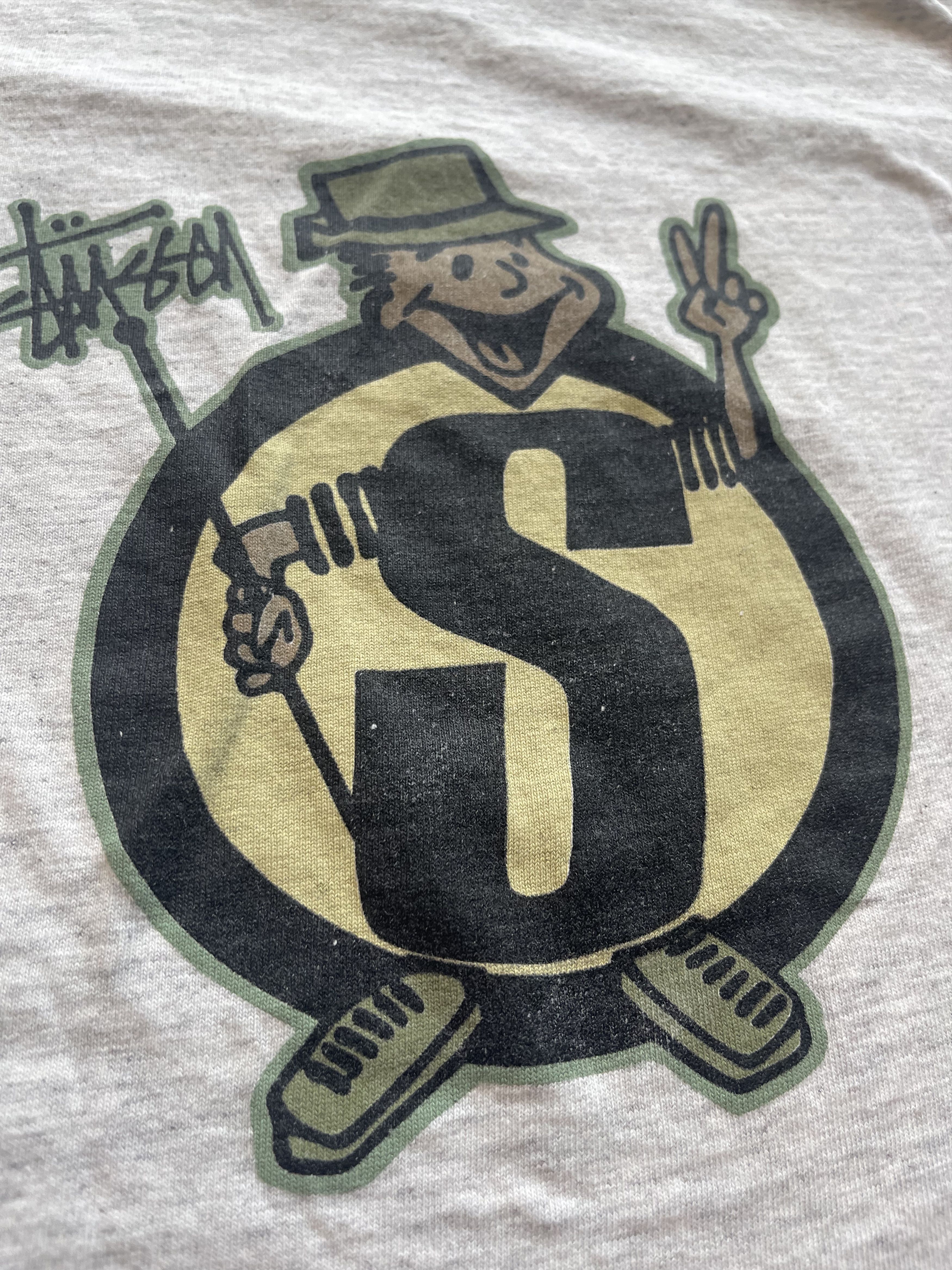 Stussy VINTAGE 90s STUSSY Skate Man S-Logo T-Shirt Size US S / EU 44-46 / 1 - 8 Thumbnail
