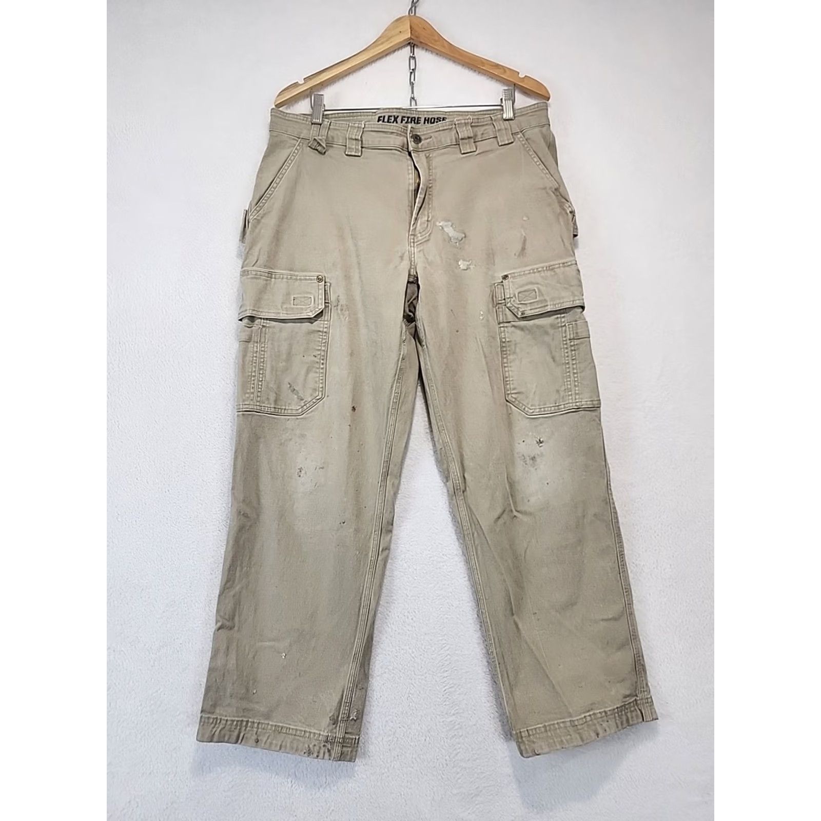 CO Duluth Trading Co Men's Pants 38x30 Flex Fire Hose Cargo Khaki Grunge Cotton Spandex Baggy? Size US 38 / EU 54 - 4 Thumbnail