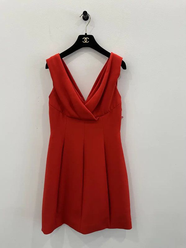 Dior Dior Red Wool Women's Dress Size S 0089 Size S / US 4 / IT 40 - 1 Thumbnail