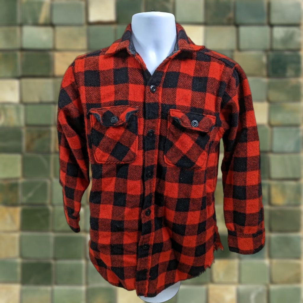 Vintage VINTAGE Chill Chaser Shirt Jacket Wool Flannel Buffalo Plaid Red Black M Mens 70s 80s Rockabilly Concert Chore Look Size US M / EU 48-50 / 2 - 1 Thumbnail