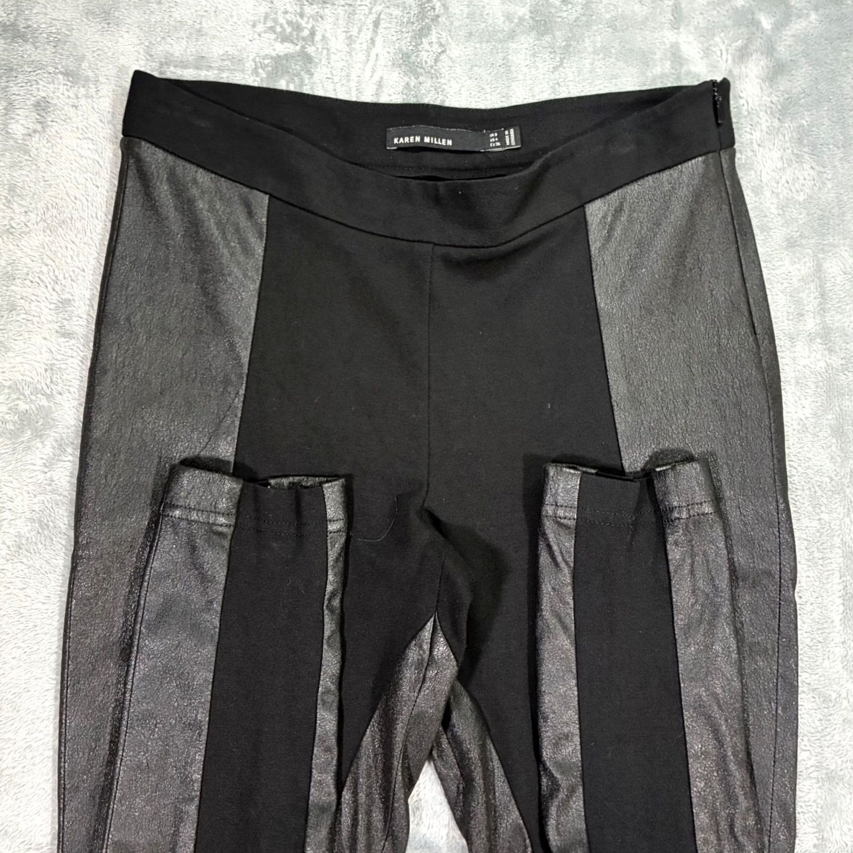 Karen Millen Karen Millen Black Faux Leather Panel Leggings Pants Womens 4 Size 27" / US 4 / IT 40 - 3 Thumbnail
