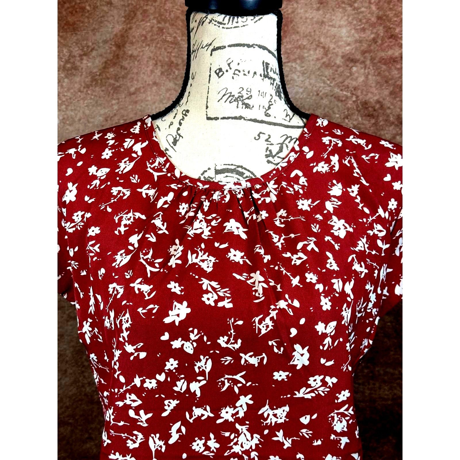 Other Monday Fun Kaden Pleated Cap Sleeve Blouse Rust/Cream L Size L / US 10 / IT 46 - 4 Thumbnail