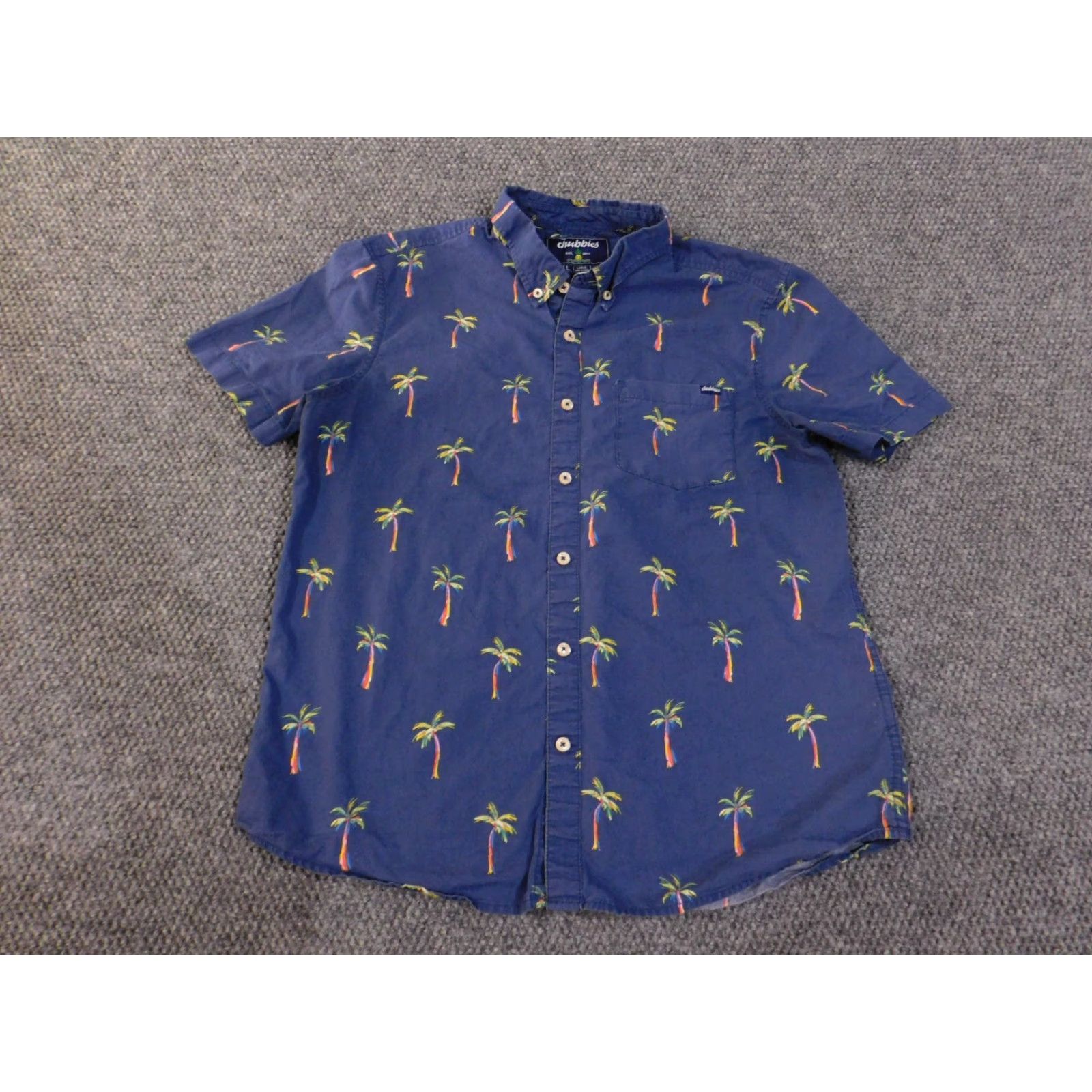 Chubbies chubbies Shirt Large Mens Blue Palm Trees Button-Up Vacation Casual Short Sleeve Size US L / EU 52-54 / 3 - 2 Thumbnail