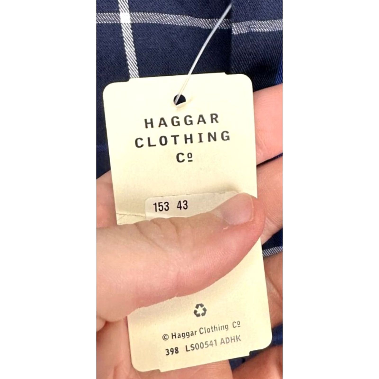 Haggar Haggar Clothing C Shirt Button-Up Navy Grid Check Pocket Mens XL Regular Casual Size US XL / EU 56 / 4 - 2 Thumbnail