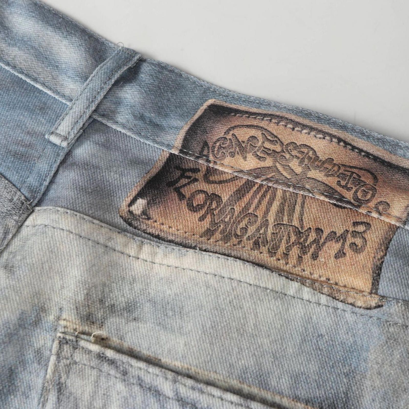 Japanese Brand Distressed Patchwork Black Wide Leg Denim Jeans Size US 32 / EU 48 - 4 Thumbnail