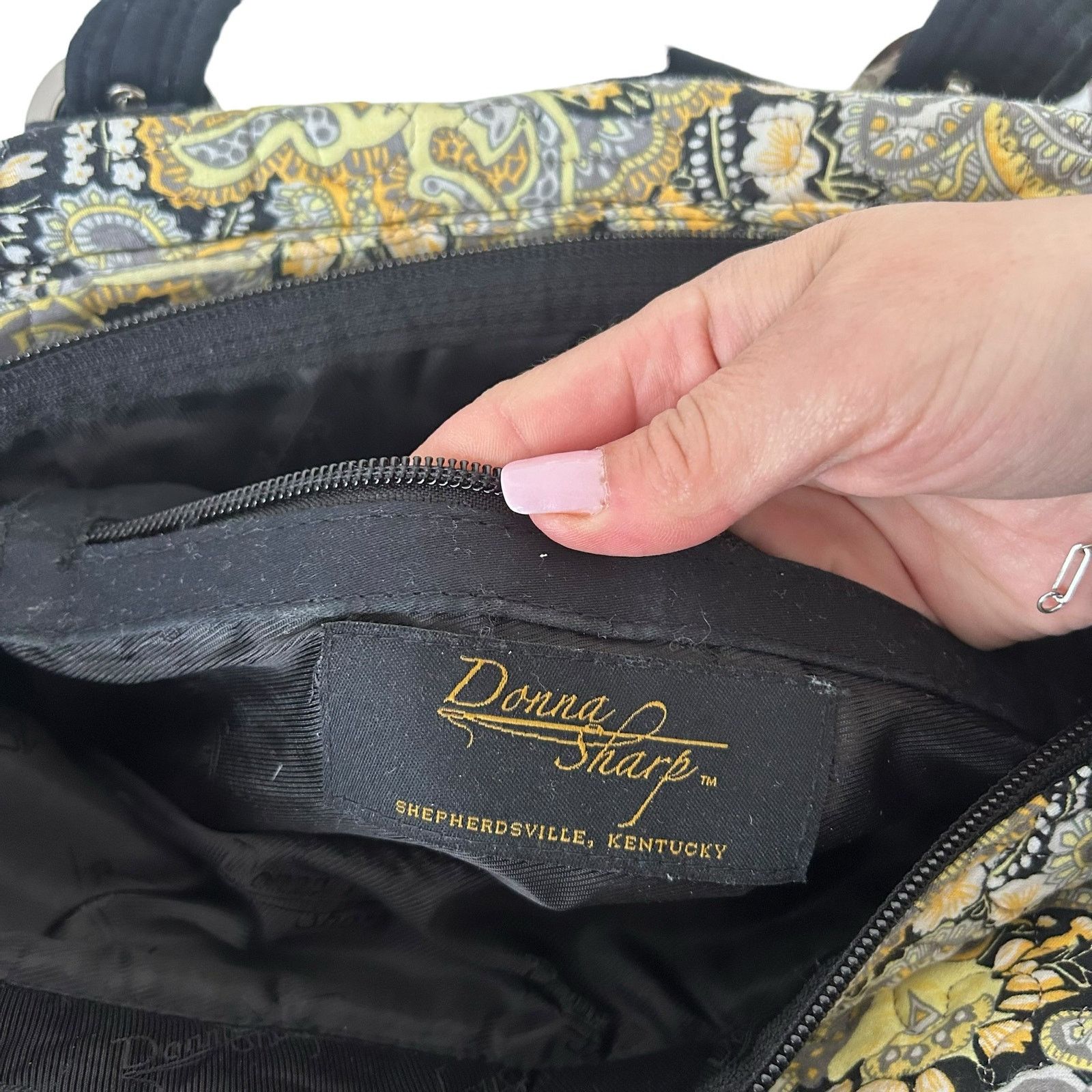 Other Donna Sharp Yellow Black Paisley Shoulder Bag Size ONE SIZE - 3 Thumbnail
