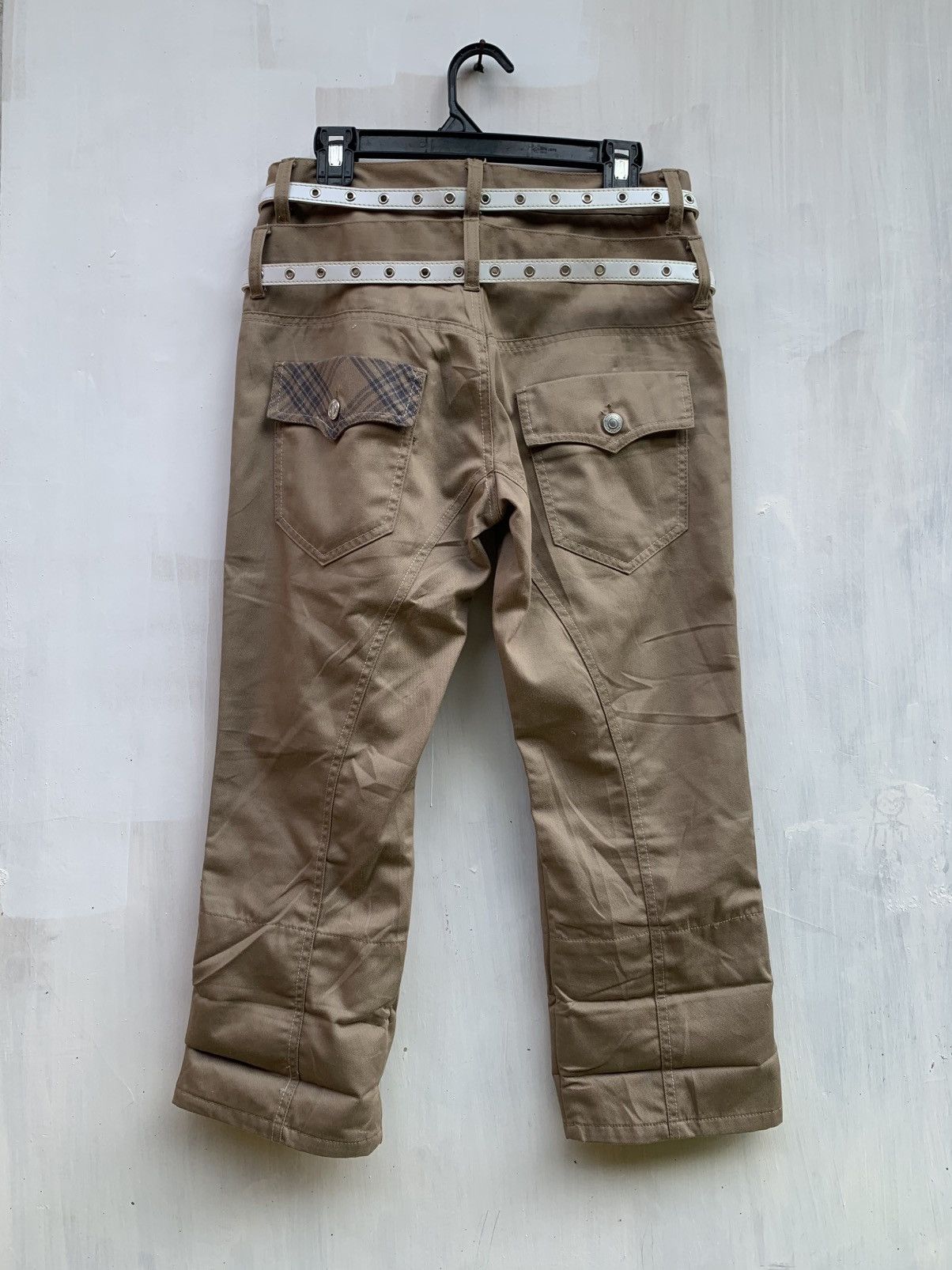 Japanese Brand Nylaus 3 quarter double waist rolled up pants with 2 belts Size US 31 - 4 Thumbnail