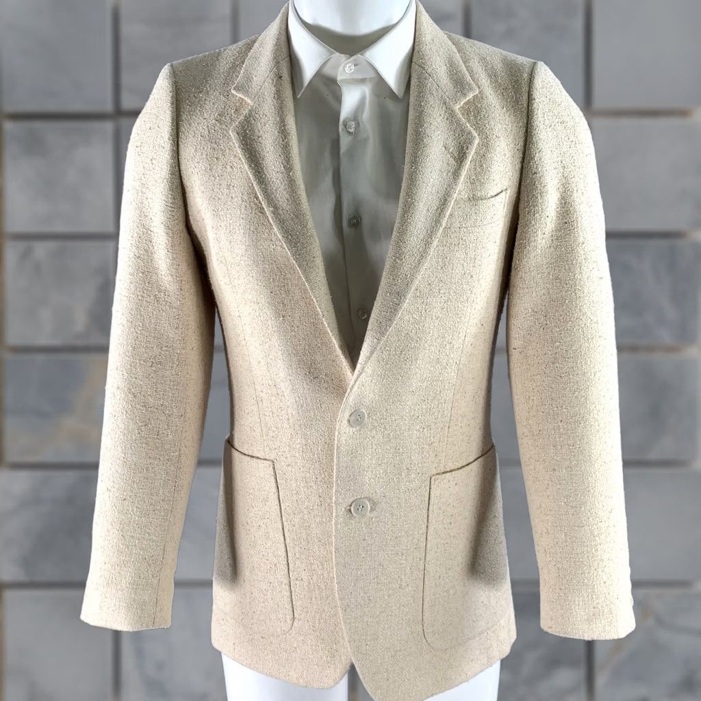 Yves Saint Laurent VINTAGE YVES SAINT LAURENT Size 38 Cream Tweed Wool Blend Sport Coat Blazer Men Size 38R - 1 Thumbnail