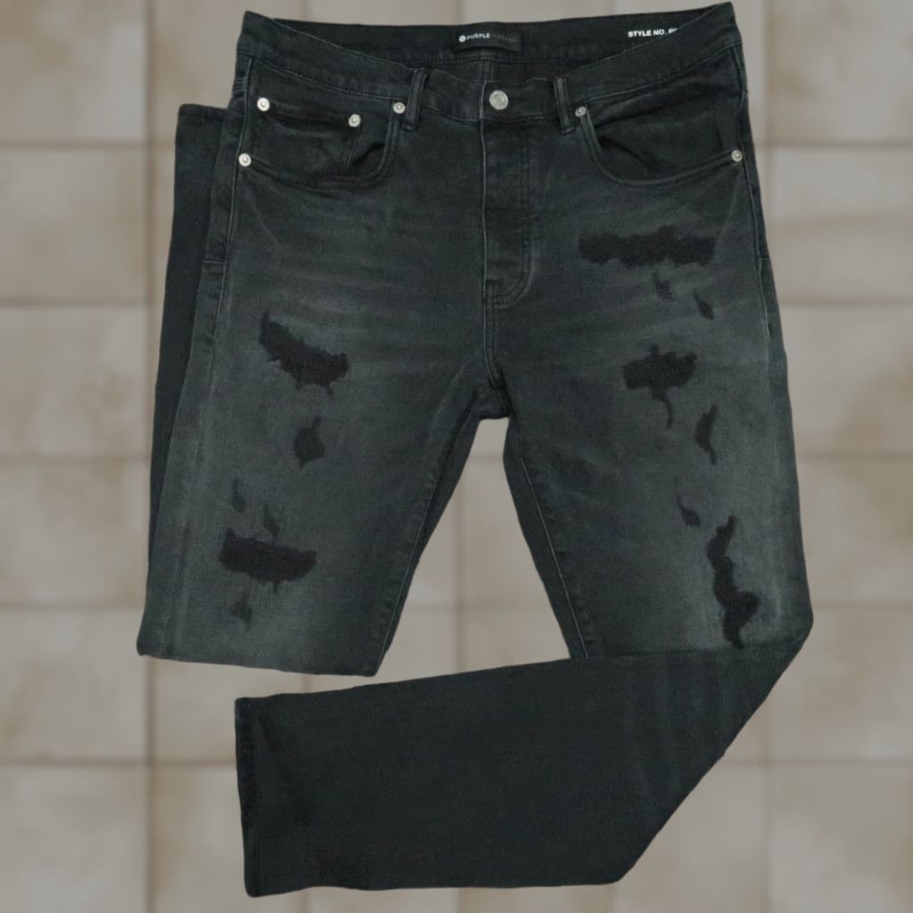 J Brand Purple Brand Jeans Mens 34x31 Black Distressed Faded P001 5 Pocket Button Fly Size US 34 / EU 50 - 1 Thumbnail