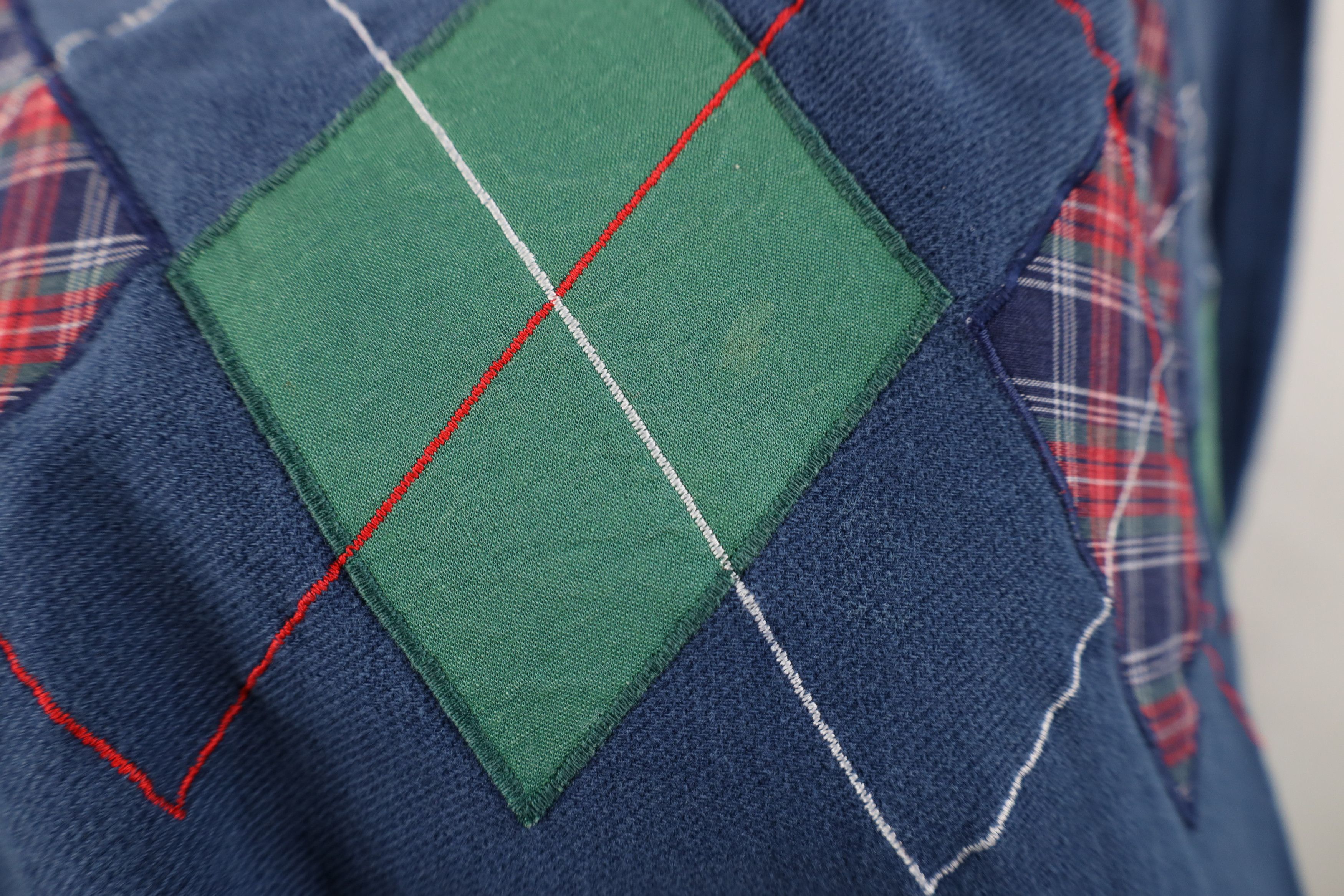 Vintage Vintage 80s Baggy Argyle French Terry Sweatshirt Blue USA Size L / US 10 / IT 46 - 5 Thumbnail