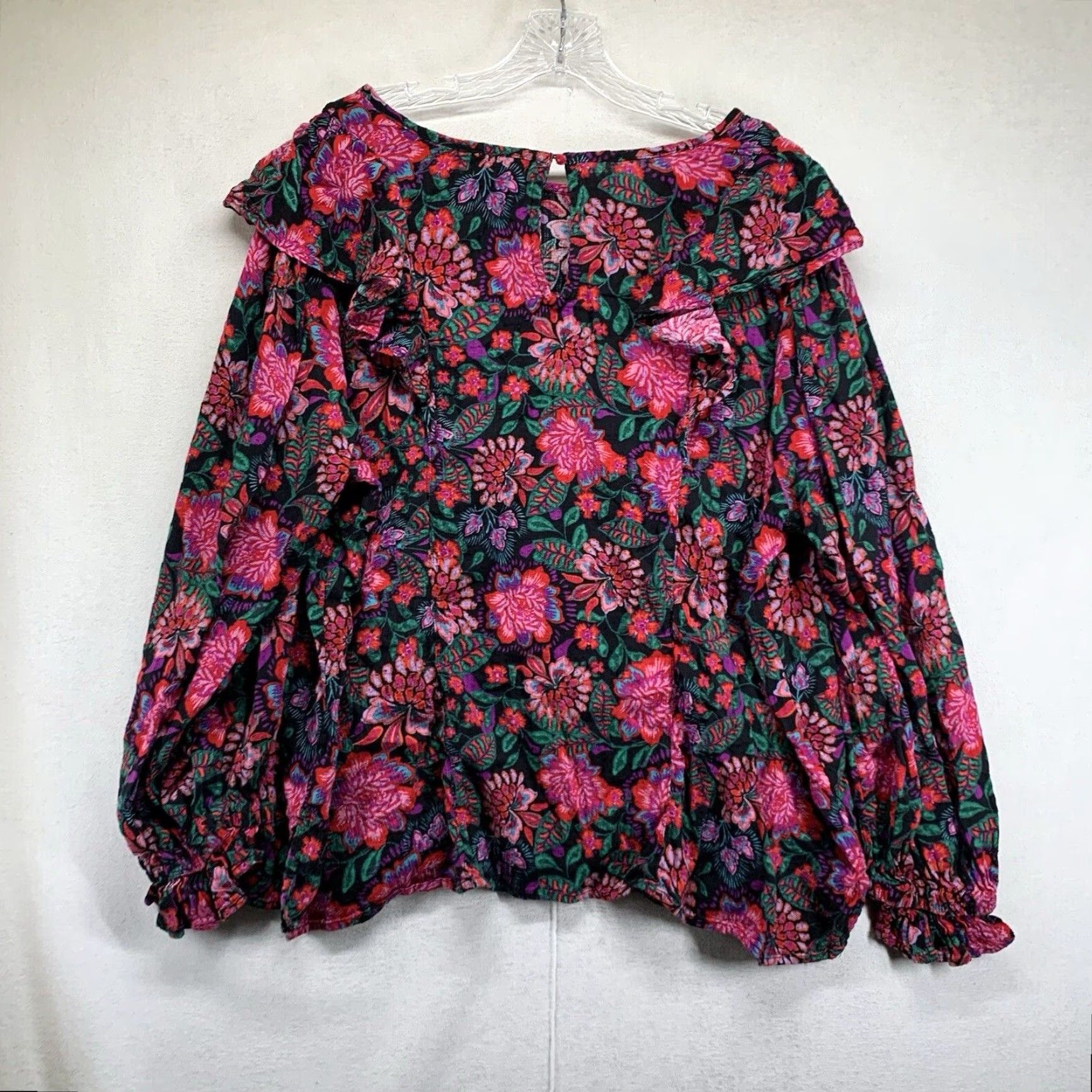 Vintage VINTAGE Women's 3X Floral Blouse Cotton Rayon Bohemian Summer Party/Cocktail Casual Wear Size XXL / US 16-18 / IT 52-54 - 2 Thumbnail