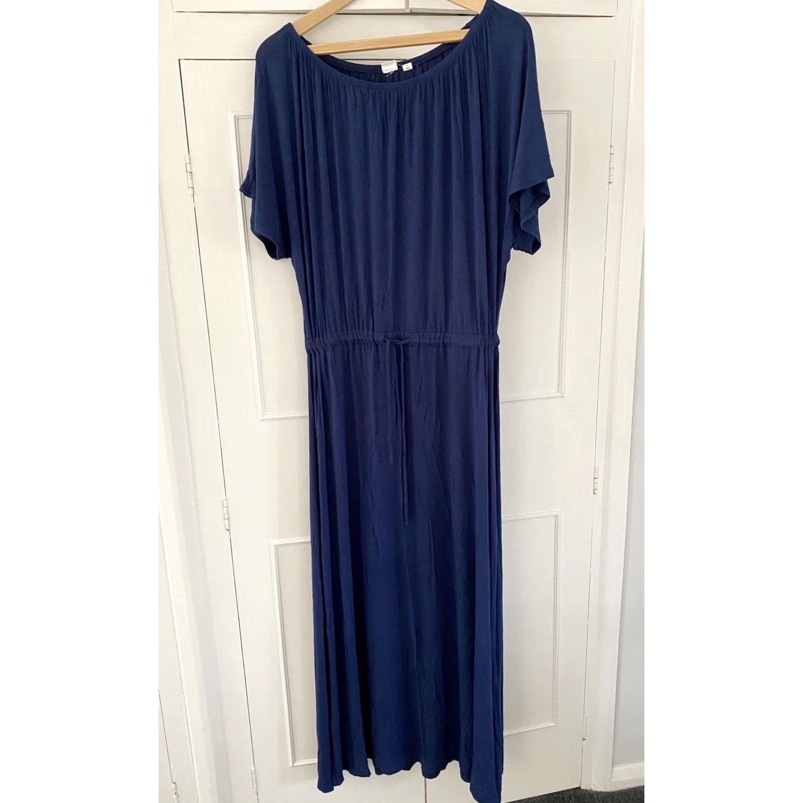 Gap Gap Maxi Dress Drawstring Short Sleeve In Comet Blue S 2017 Womens Casual Pre Loved Size 28" / US 6 / IT 42 - 2 Thumbnail