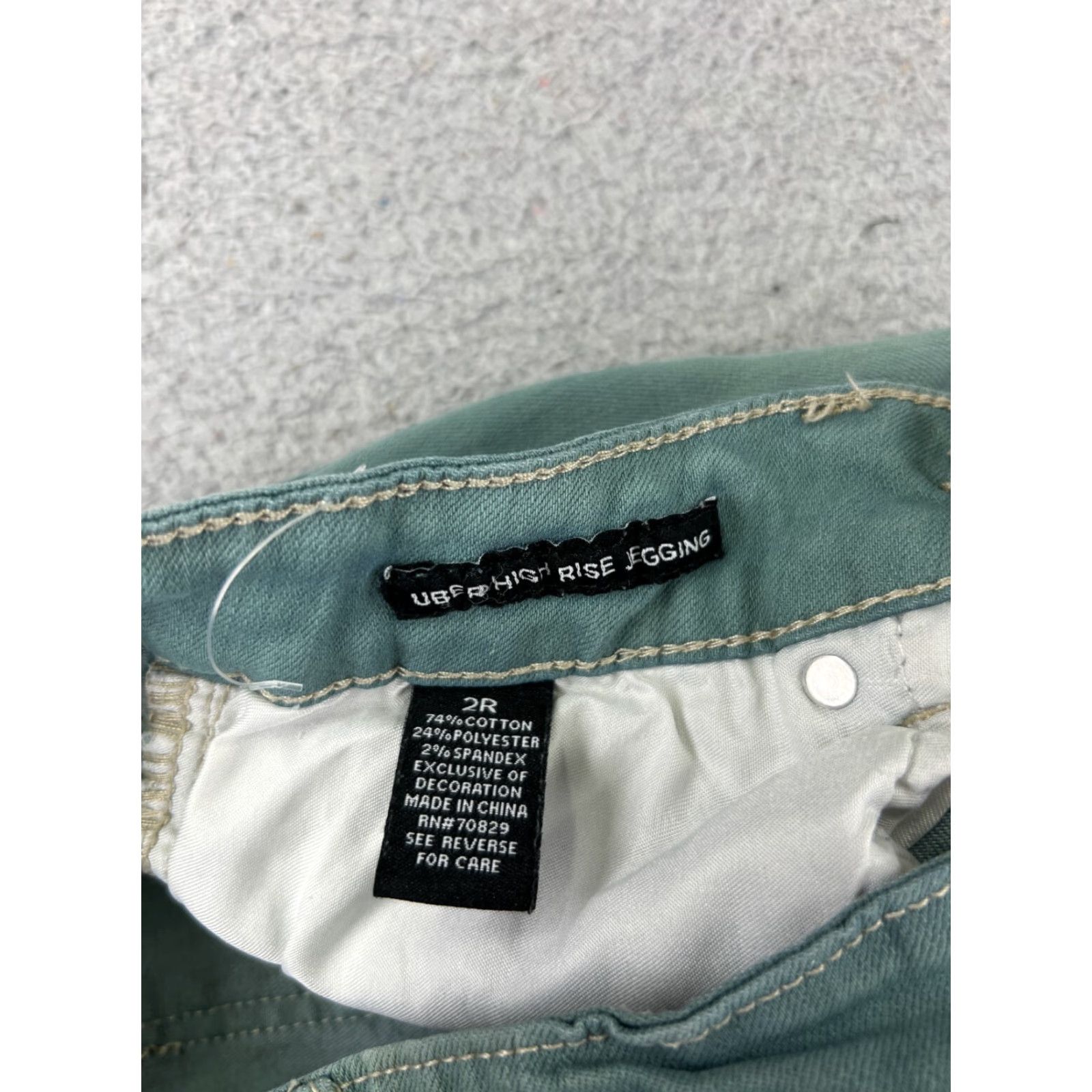 Vintage Rue21 Jeans Womens 2 Green Denim Jegging Slim Mid Rise 23x27 Cotton Blend 5-Pocket Stretch Zip Button VINTAGE? No Size 26" / US 2 / IT 38 - 7 Thumbnail