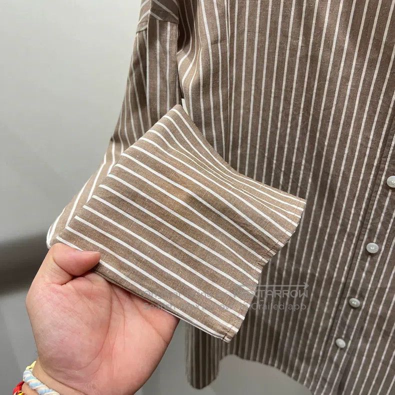 Hermes Hermes Striped buttoned collar long-sleeve shirt Size XS / US 0-2 / IT 36-38 - 6 Thumbnail