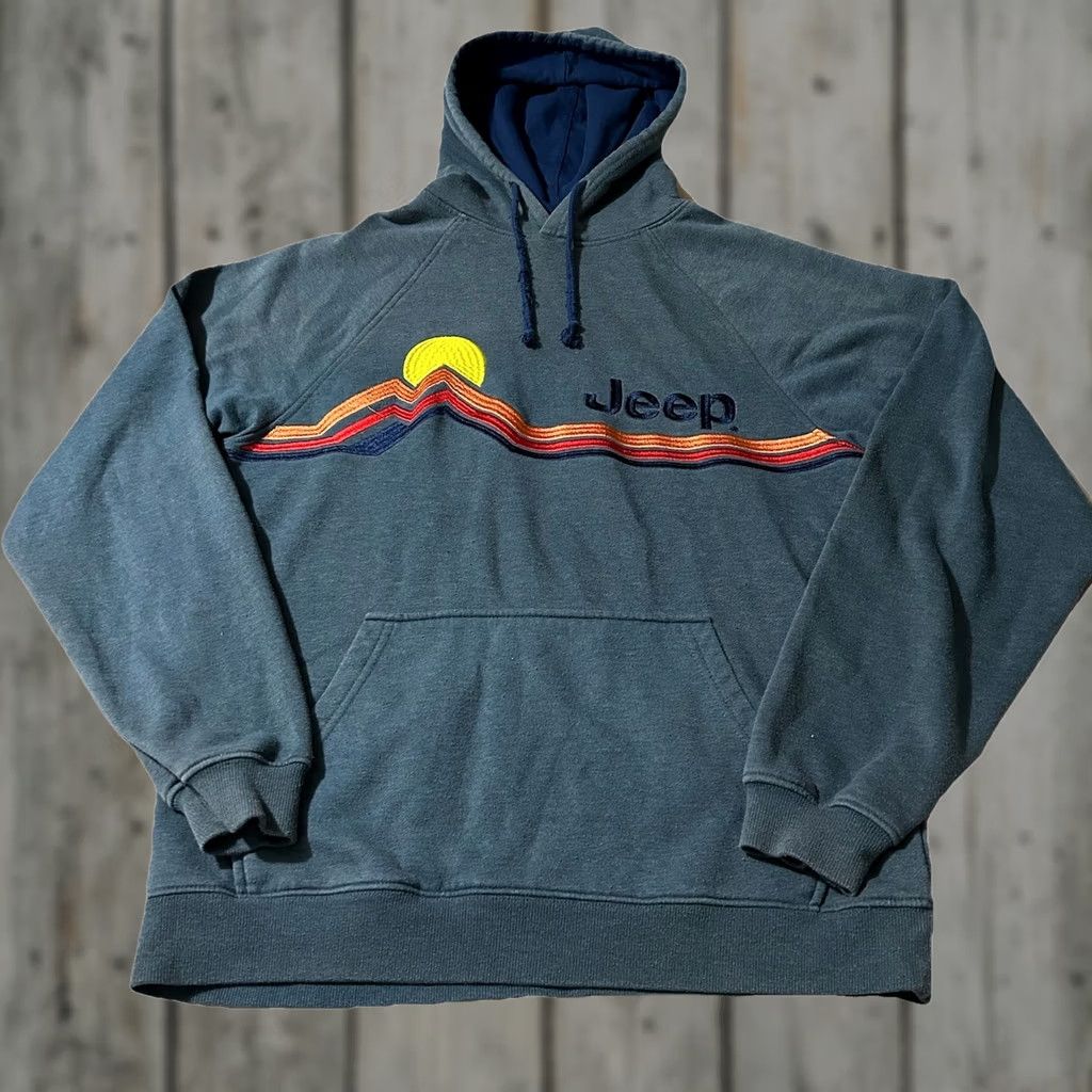 Jeep Jedco Multicolor Stripe Jeep Car Hoodie Size Medium Mens Blue Stripe Pullover Hoodie Car Theme M Size US M / EU 48-50 / 2 - 1 Thumbnail