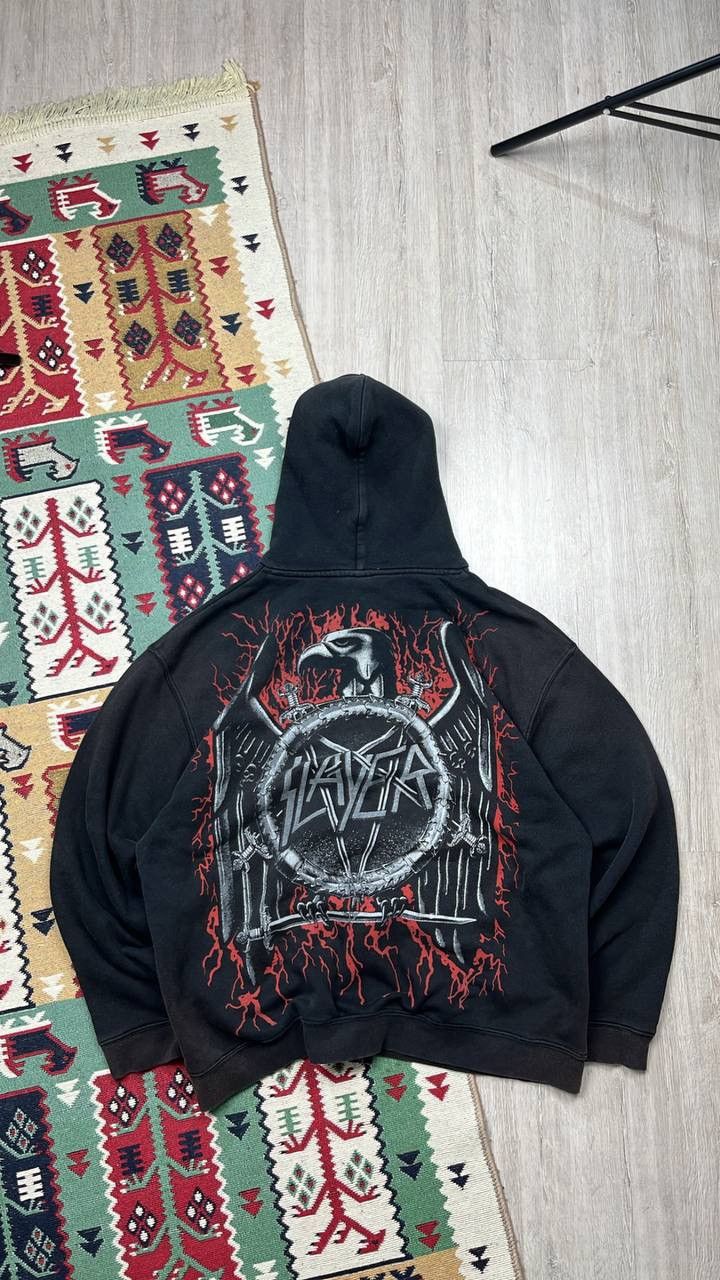 Japanese Brand × Slayer × Vintage Vintage Faded Slayer Zip Up Hype Hoodie Size US XL / EU 56 / 4 - 6 Thumbnail
