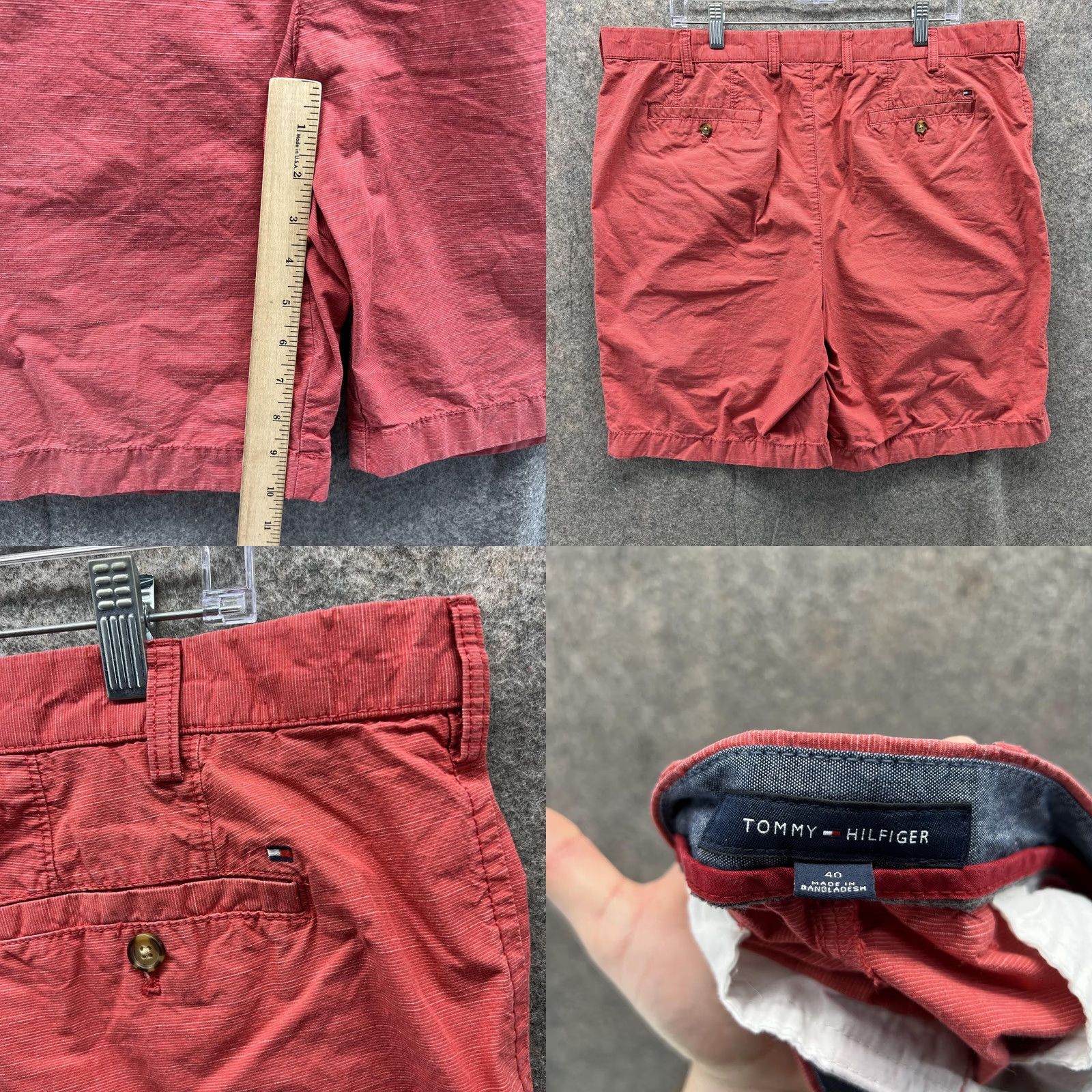 Tommy Hilfiger Tommy Hilfiger Shorts Men 40 Pink Pastel Flat Front Chino Casual Cotton Striped Size US 40 / EU 56 - 8 Thumbnail