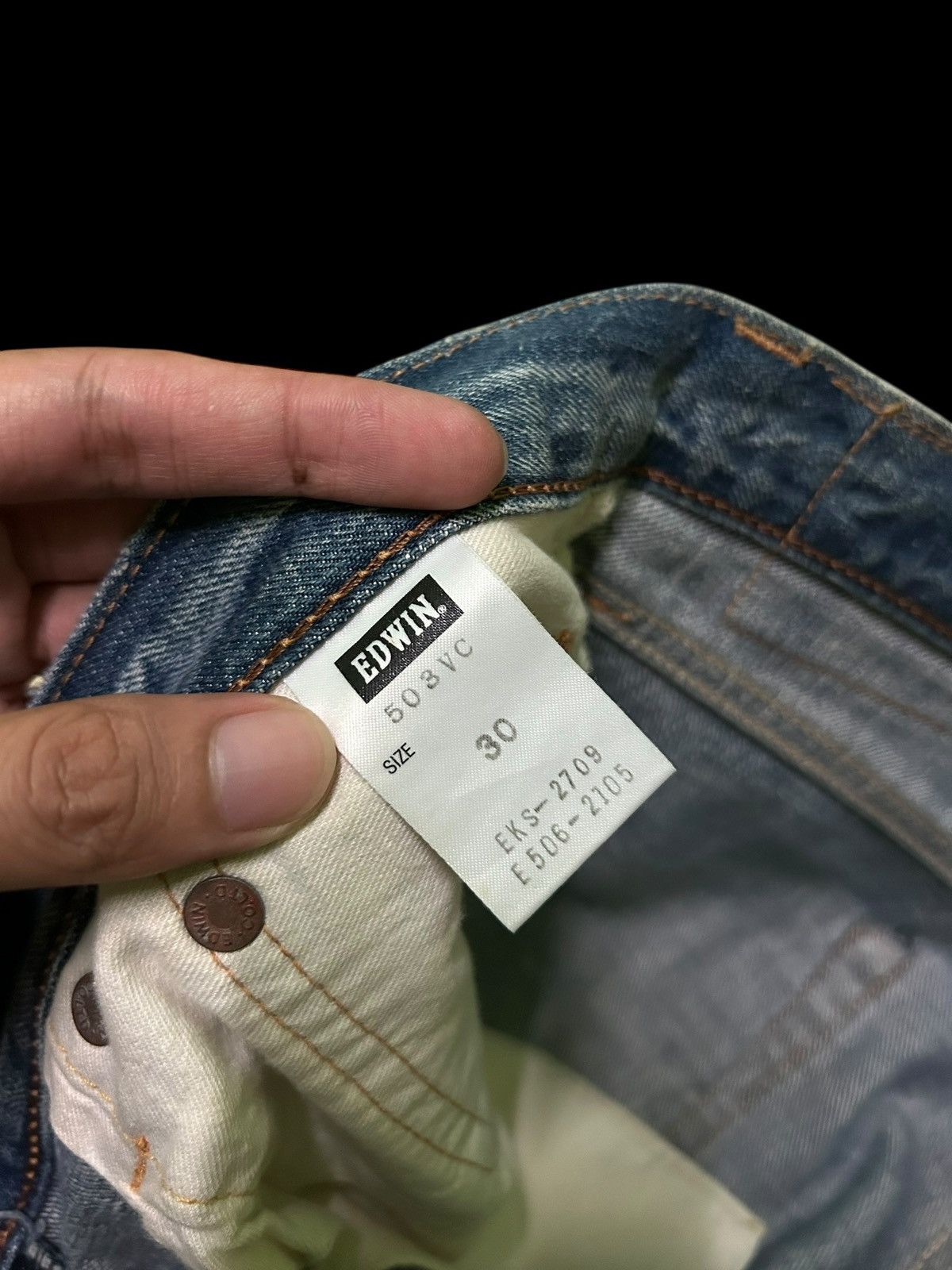 Edwin × Kapital × Vintage 🔥 VINTAGE EDWIN SELVEDGE DISTRESSED CUSTOM MADE DENIM JEANS Size US 34 / EU 50 - 5 Thumbnail