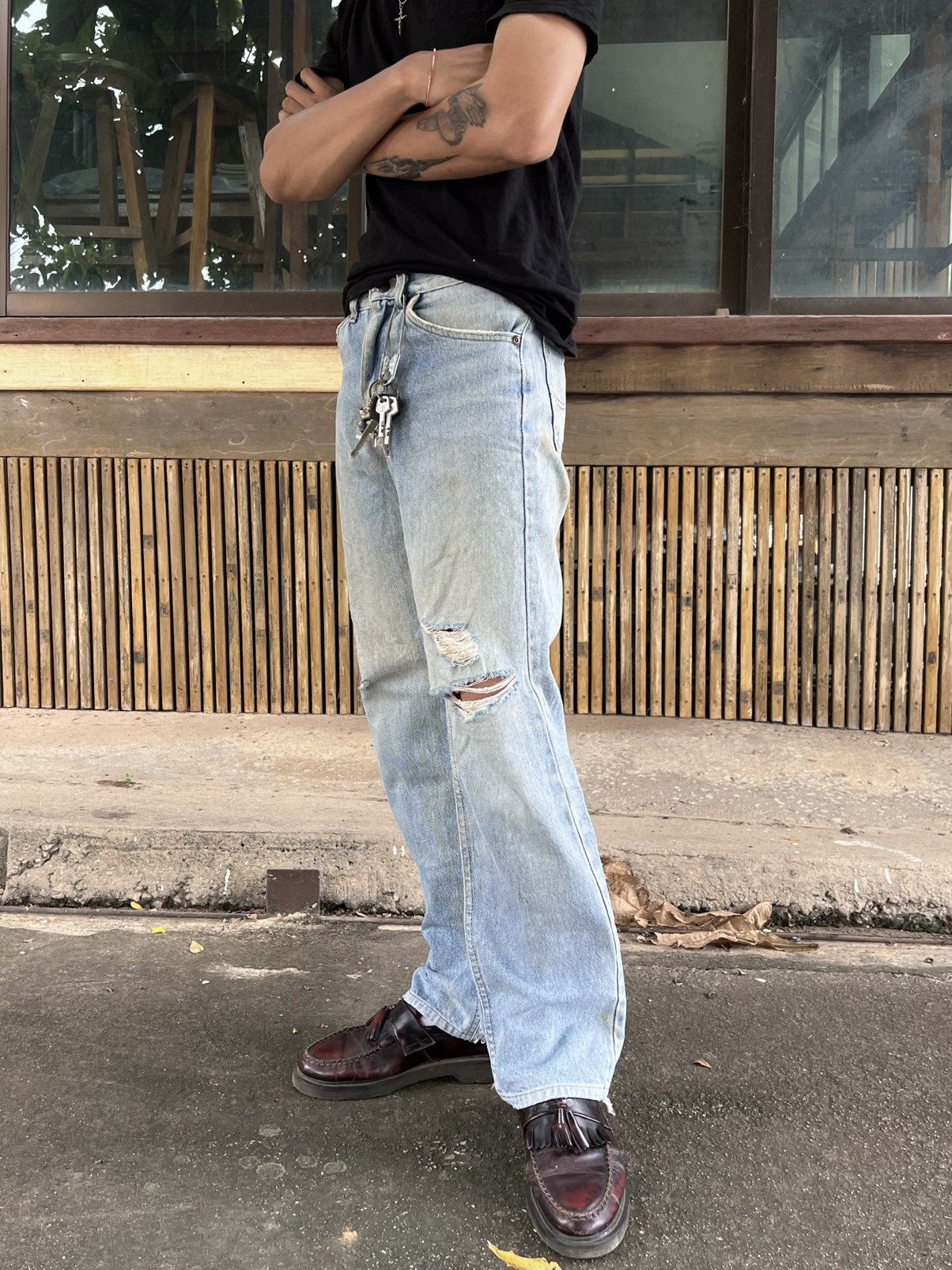 Lee Thrashed Vintage Lee Denim Pants Distressed EDR Size US 29 - 4 Thumbnail