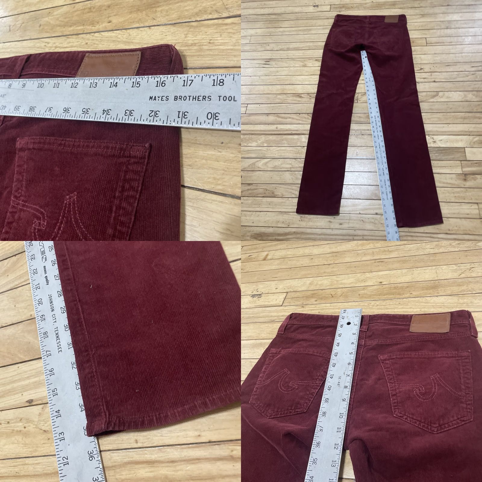 Vintage ADRIANO GOLDSCHMIED Corduroy Pants Men 30x35 The Matchbox Slim Straight Maroon Red Slim Chino 5-Pocket USA City Preppy Men Size US 30 / EU 46 - 9 Thumbnail