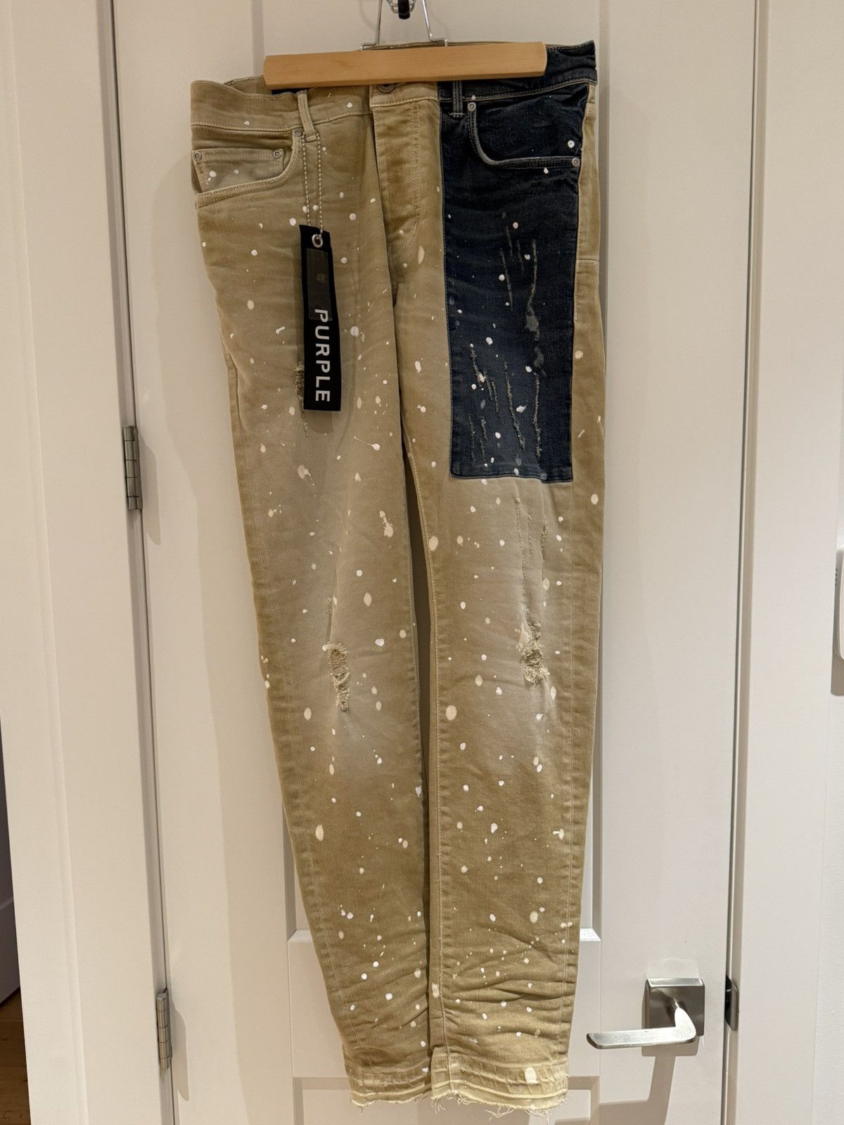 Purple Brand Purple Brand P001 Jeans – Sand & Indigo Colourblock – W32 Size US 32 / EU 48 - 1 Thumbnail