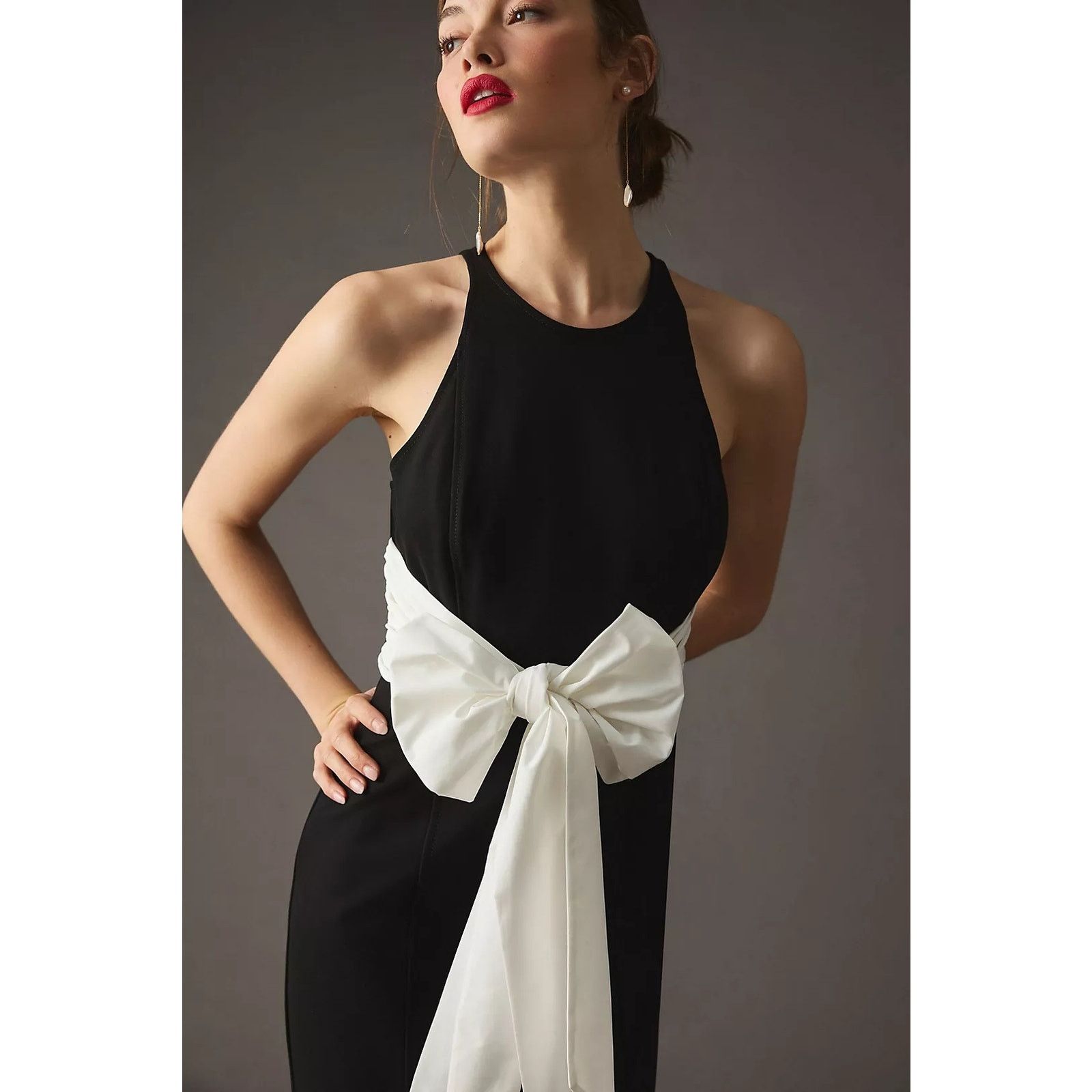 Anthropologie New Maeve Bow-Front Dress $170 X-SMALL B&W Special LBD Size XS / US 0-2 / IT 36-38 - 2 Thumbnail