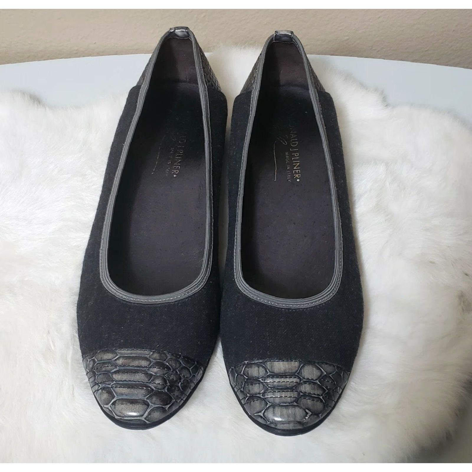 Vintage VINTAGE Donald J. Pliner "Hideyo" Reptile Cap Toe Ballet Flats-Size 7.5 Ballet Womens Gray Size ONE SIZE - 2 Thumbnail