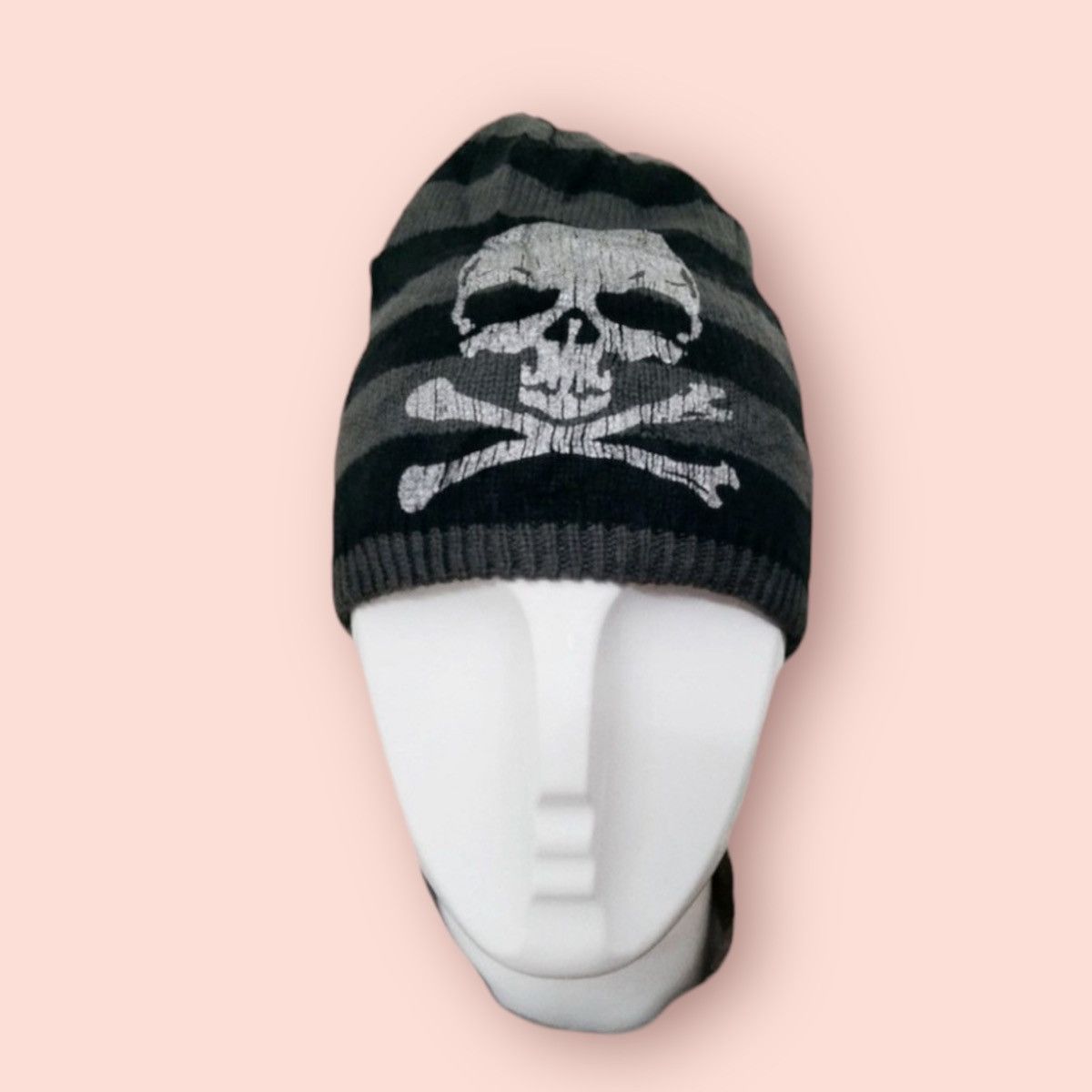 Other SKULL PUNK BONDAGE REVERSIBLE STRIPED DISTRESSED BEANIE Size ONE SIZE - 1 Thumbnail