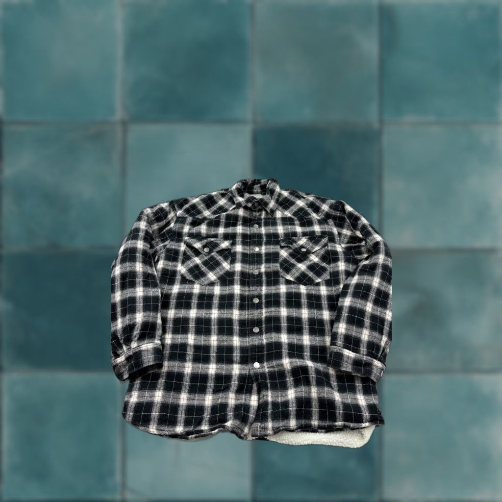 Roper Roper Shirt Jacket Mens M Black Plaid Flannel Sherpa Lined Snap Western Quilted Shirt Jacket Size US M / EU 48-50 / 2 - 1 Thumbnail