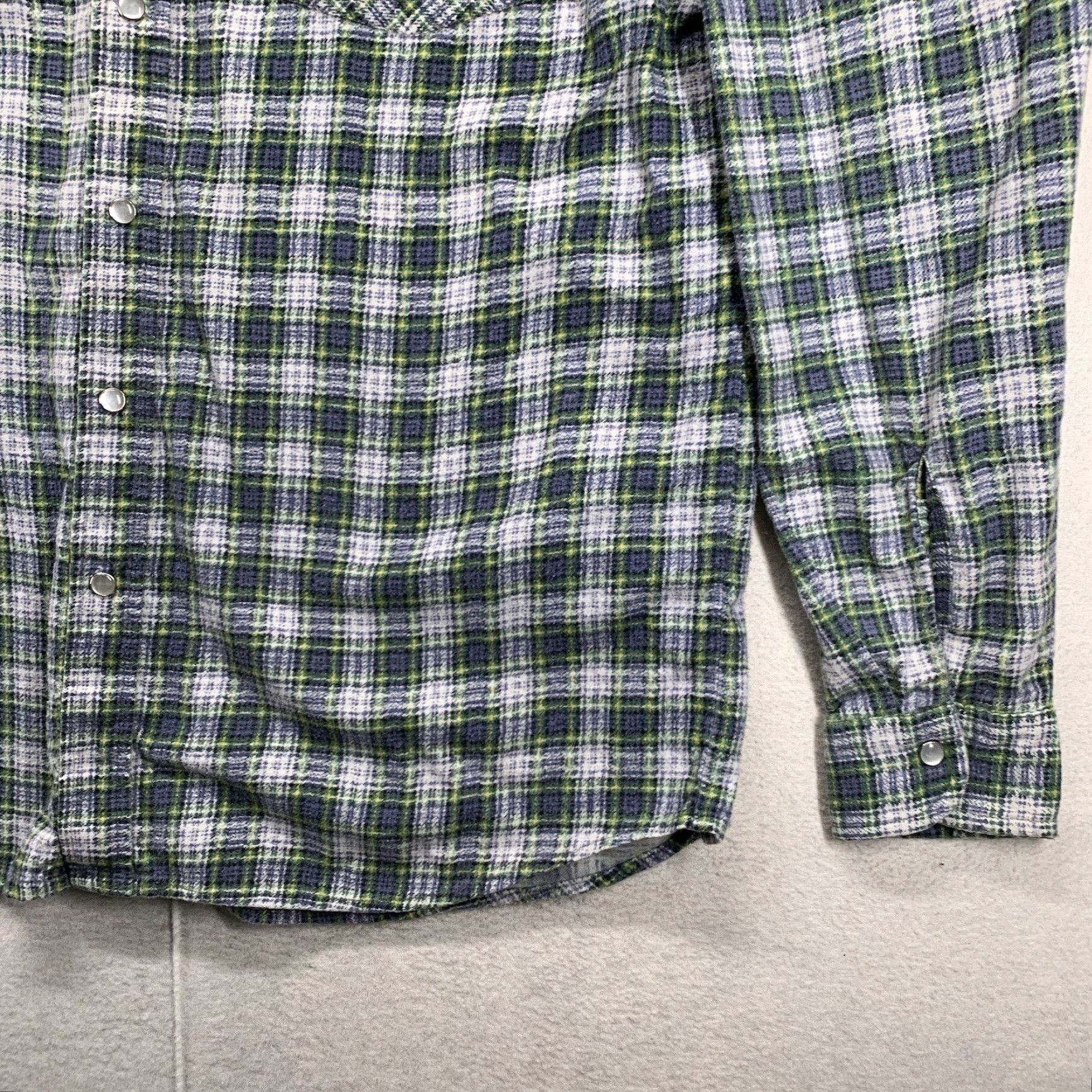 Haband VINTAGE 90s Haband Pearl Snap Plaid Flannel Shirt White Blue Green Medium Men Size US M / EU 48-50 / 2 - 4 Thumbnail