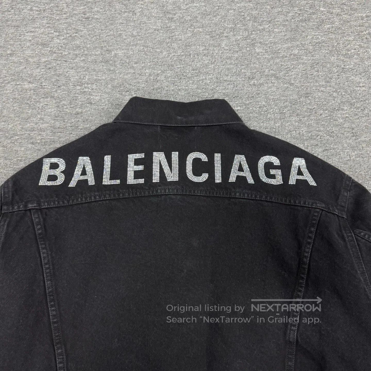 Balenciaga Balenciaga Rhinestone Logo Black Denim Jacket. Size XS / US 0-2 / IT 36-38 - 6 Thumbnail