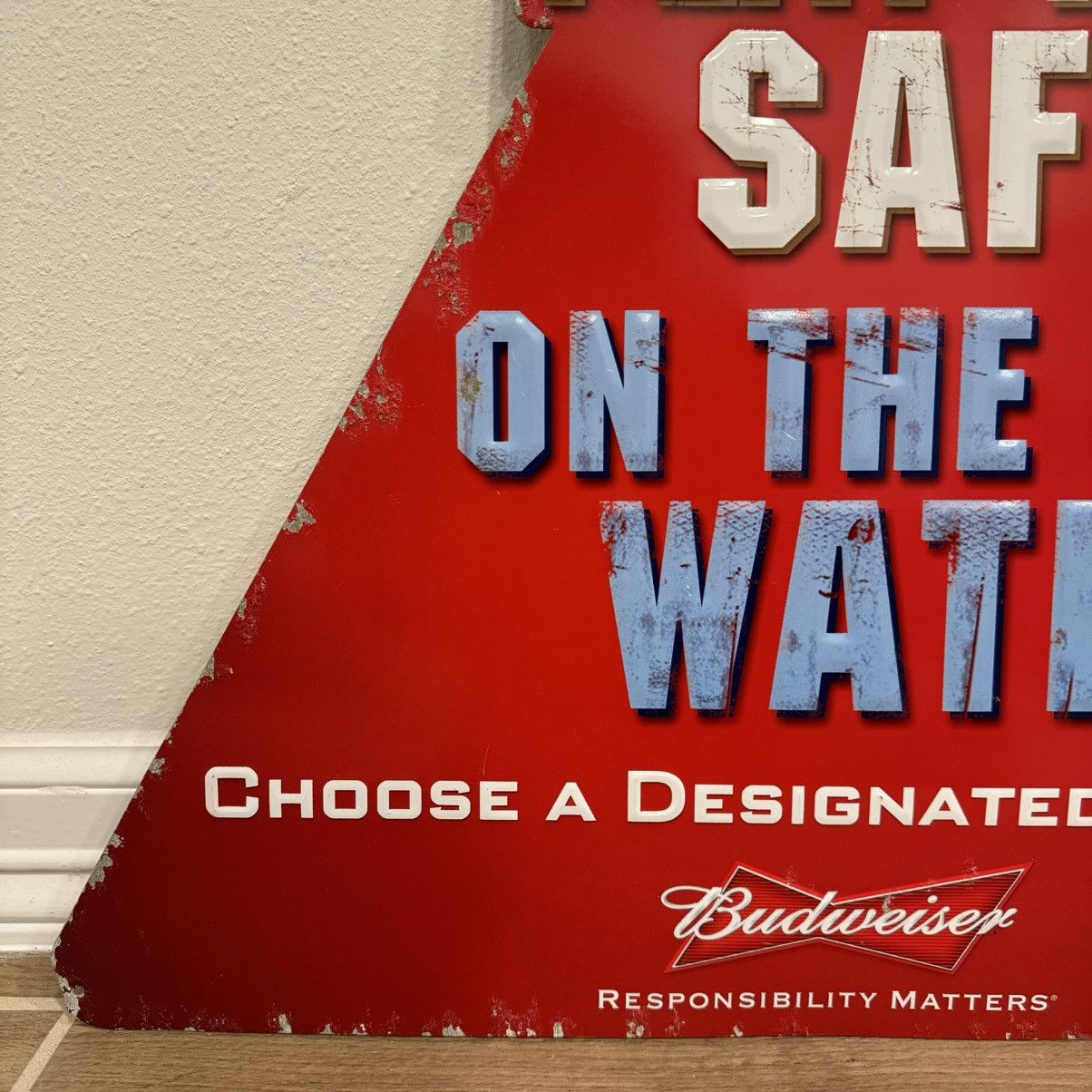 Budweiser × Vintage 2009 Budweiser “Play It Safe On The Water” 24x21in Tin Sign Size ONE SIZE - 8 Thumbnail