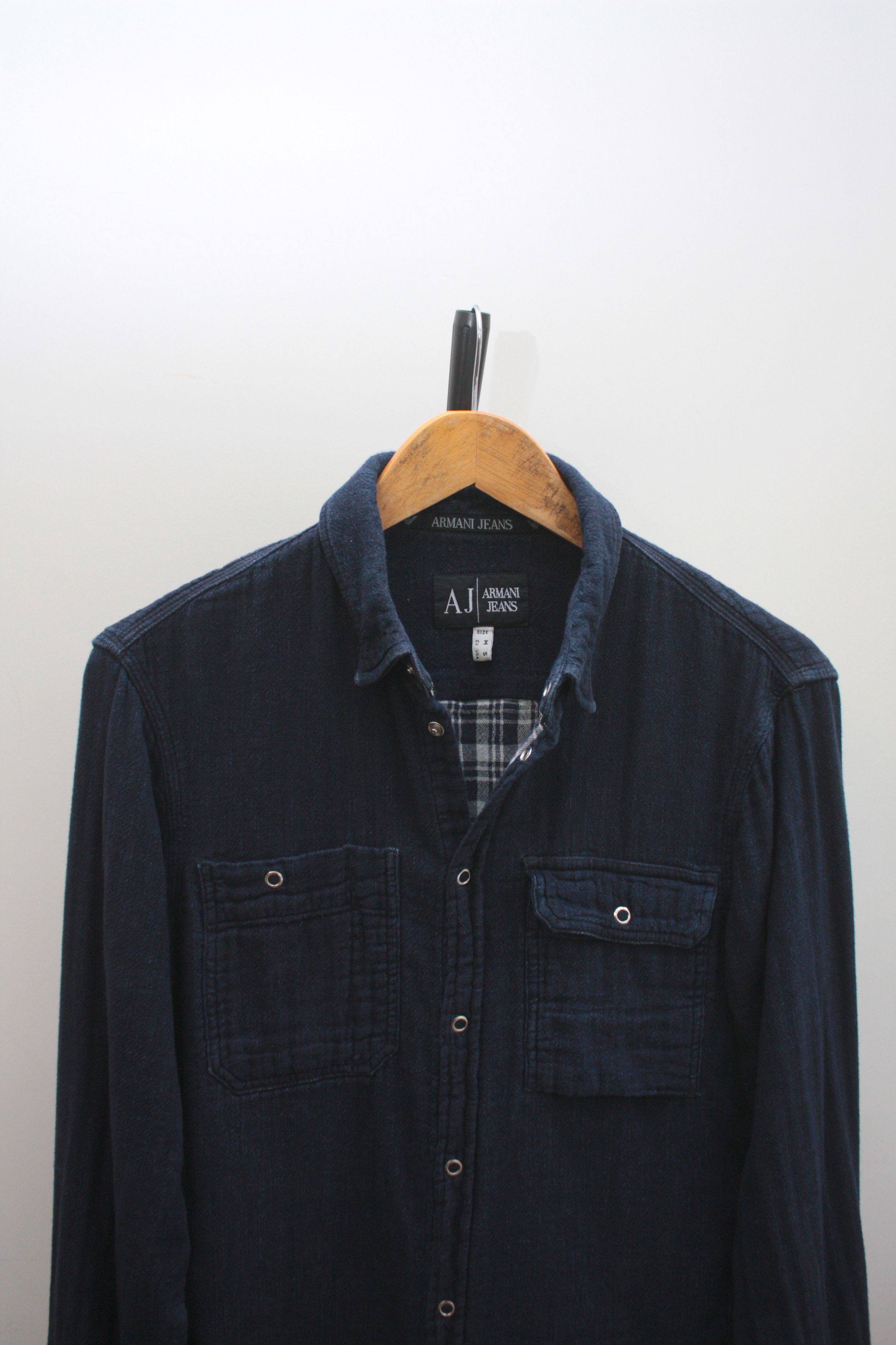 Armani Armani Jeans Navy Long Sleeve Shirt Small Men's Size US S / EU 44-46 / 1 - 1 Thumbnail