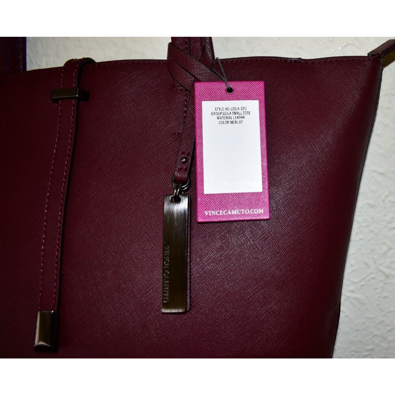 Vince Camuto NWT VINCE CAMUTO Leila Merlot Saffiano Leather Smll Tote Bag Size ONE SIZE - 3 Thumbnail