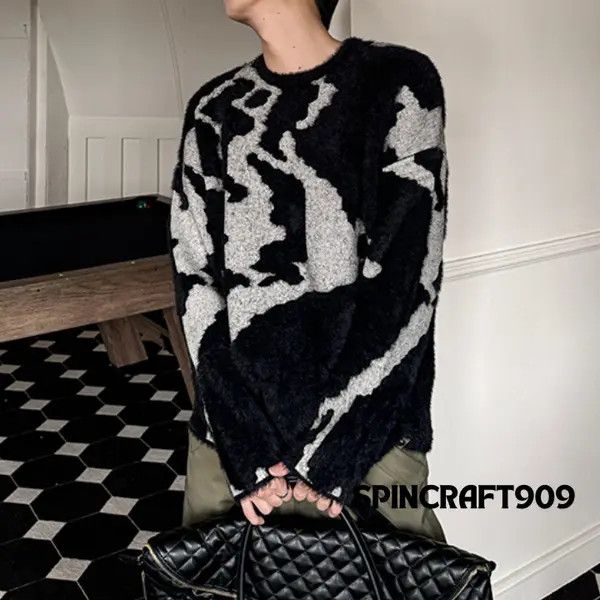 VIBE Graphic y2k Style Striped Knit Sweater Size US L / EU 52-54 / 3 - 2 Thumbnail