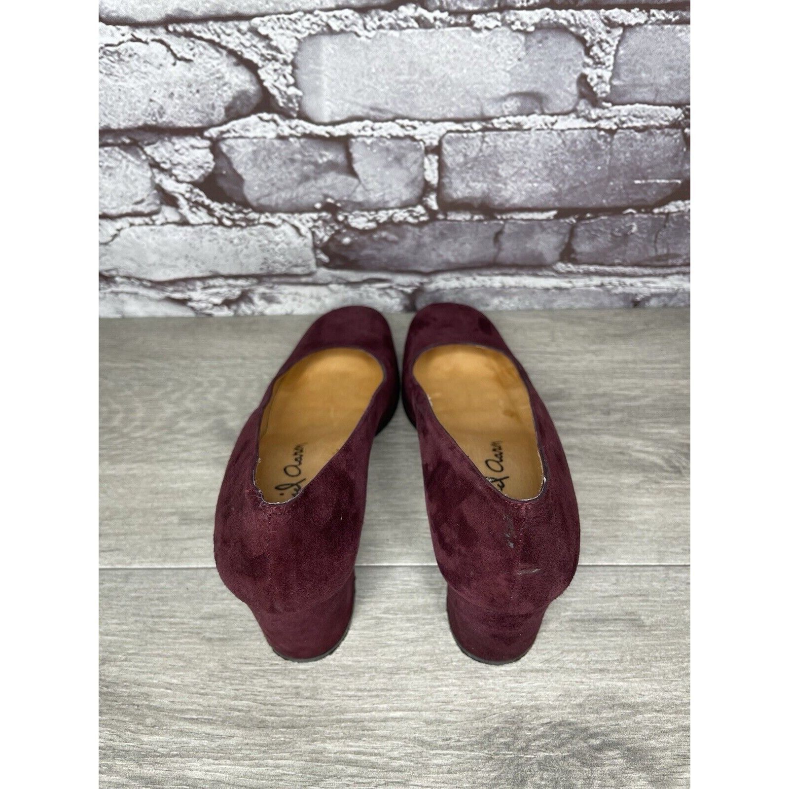 Other David Aaron Burgundy Maroon Suede Leather Round High Heels W Size US 6.5 / IT 36.5 - 20 Thumbnail