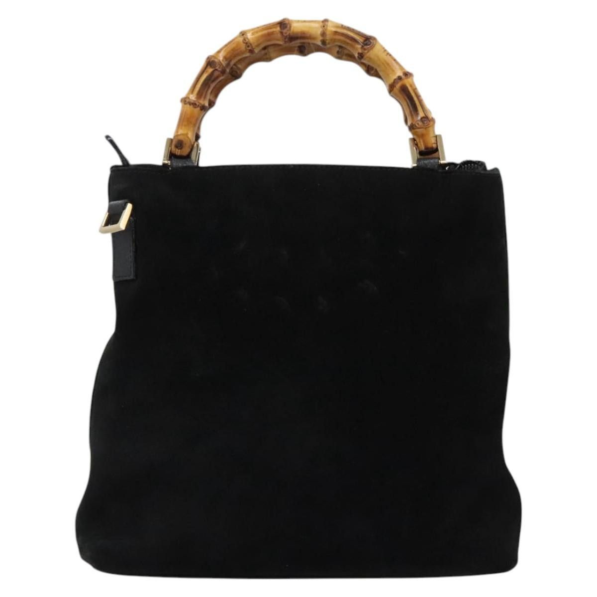 Gucci GUCCI Bamboo Handbag Suede Black Gold 000 2265 000 2265 Size ONE SIZE - 3 Thumbnail