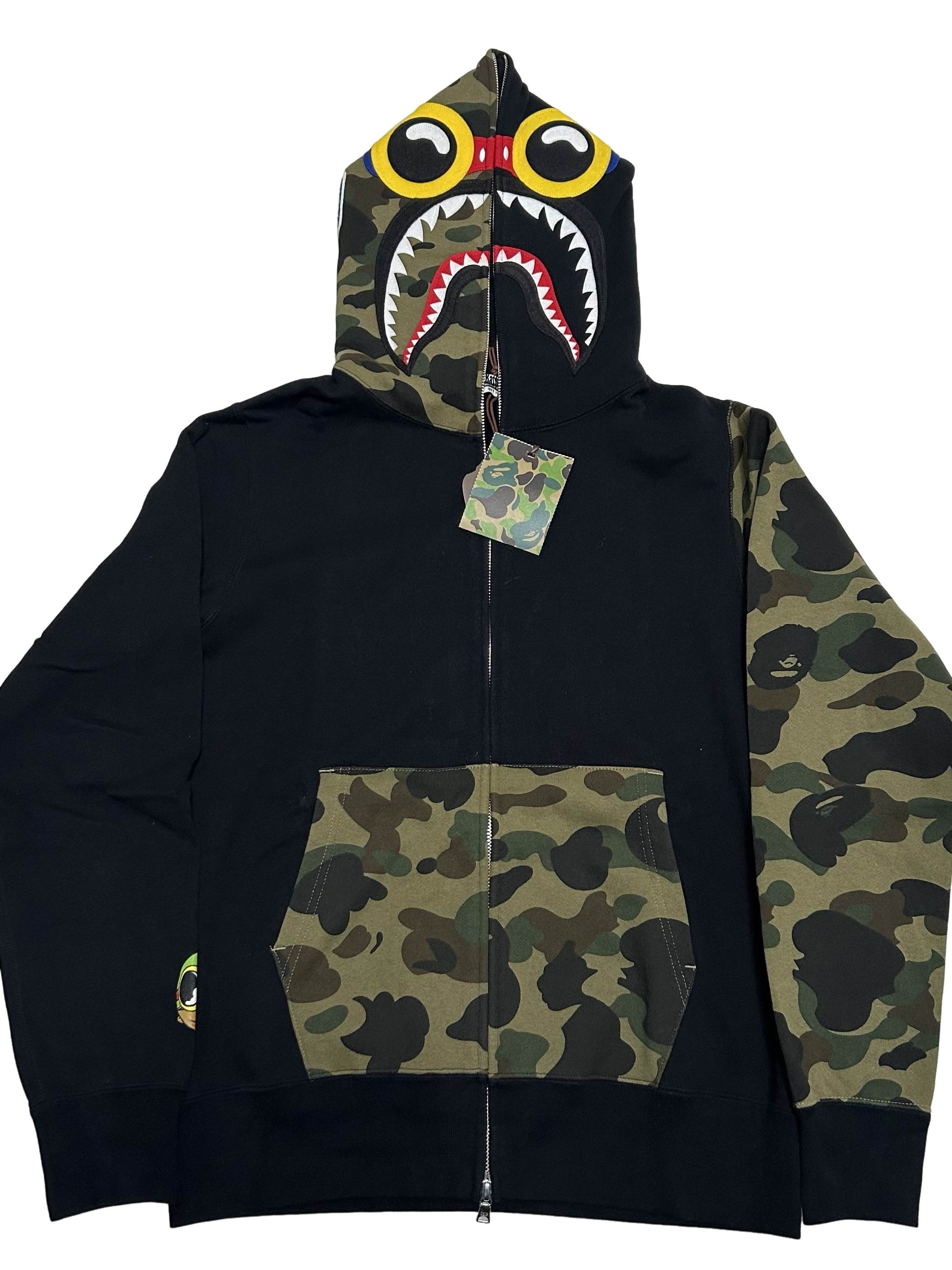 Bape × Neighborhood BAPE x Neighborhood Split Camo Shark Zip