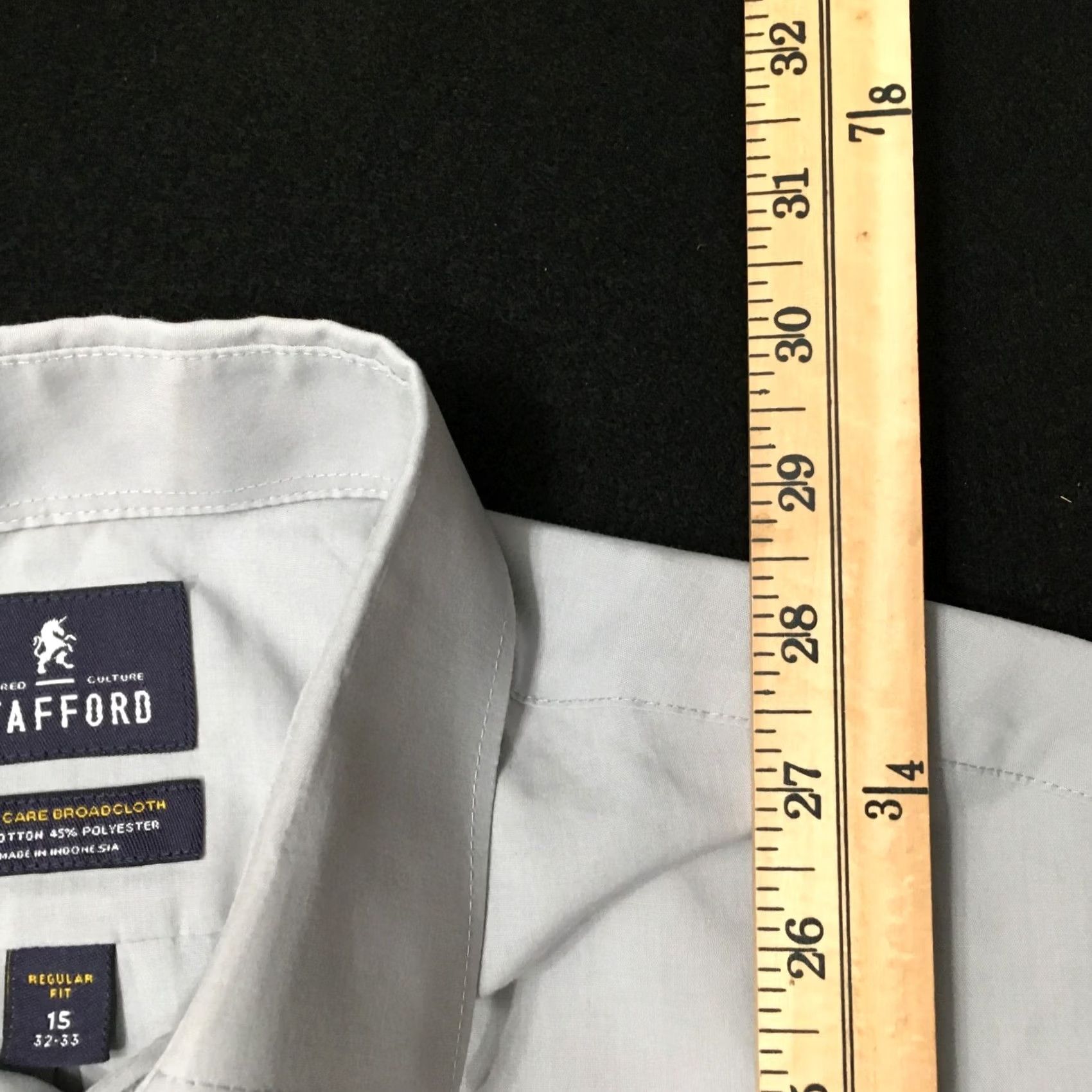 Stafford Stafford Shirt Mens 15 32/33 Gray EASY CARE BROADCLOTH Long Sleeve Size US M / EU 48-50 / 2 - 7 Thumbnail